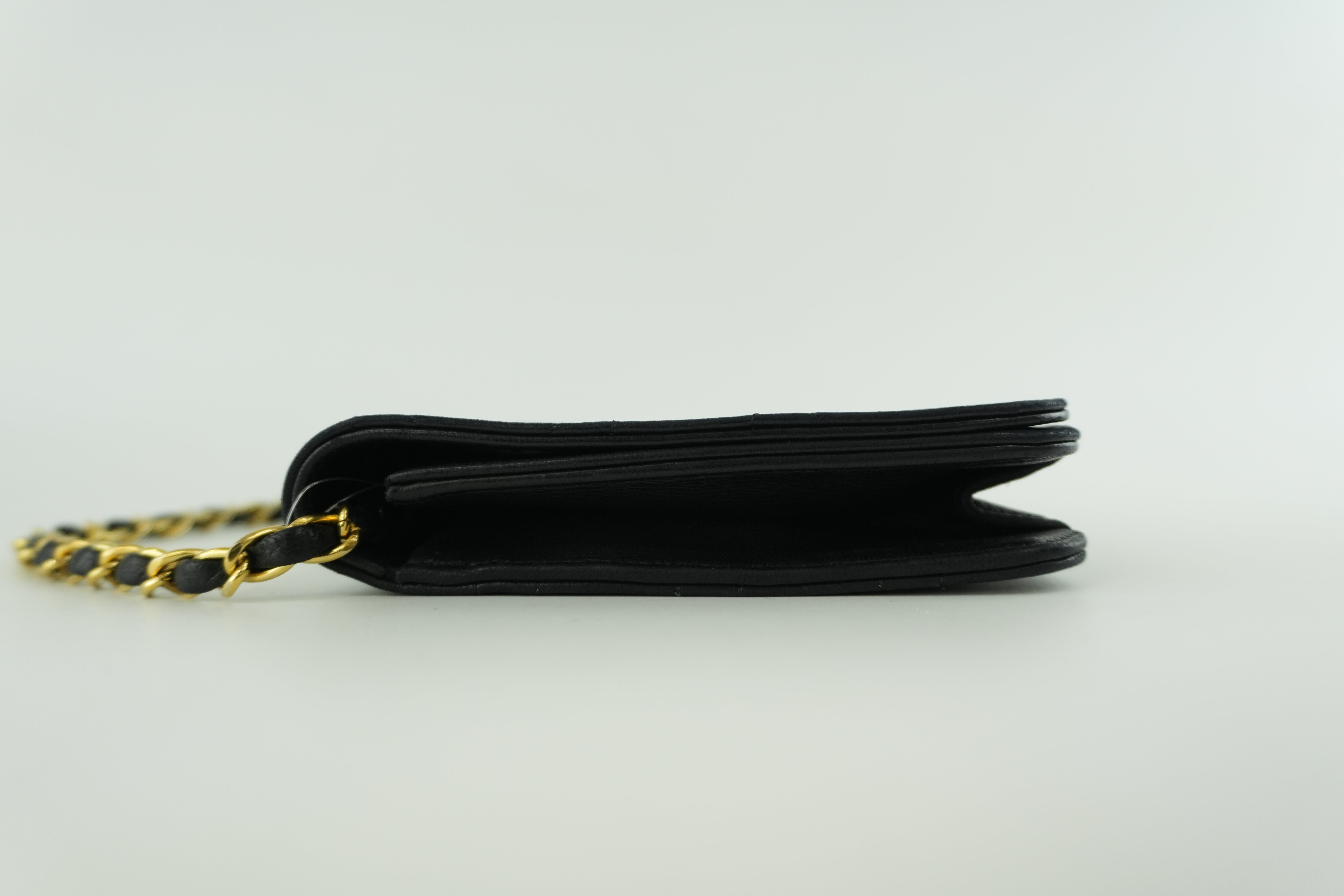 Chanel Lambskin Leather Chain Shoulder Bag Black Used