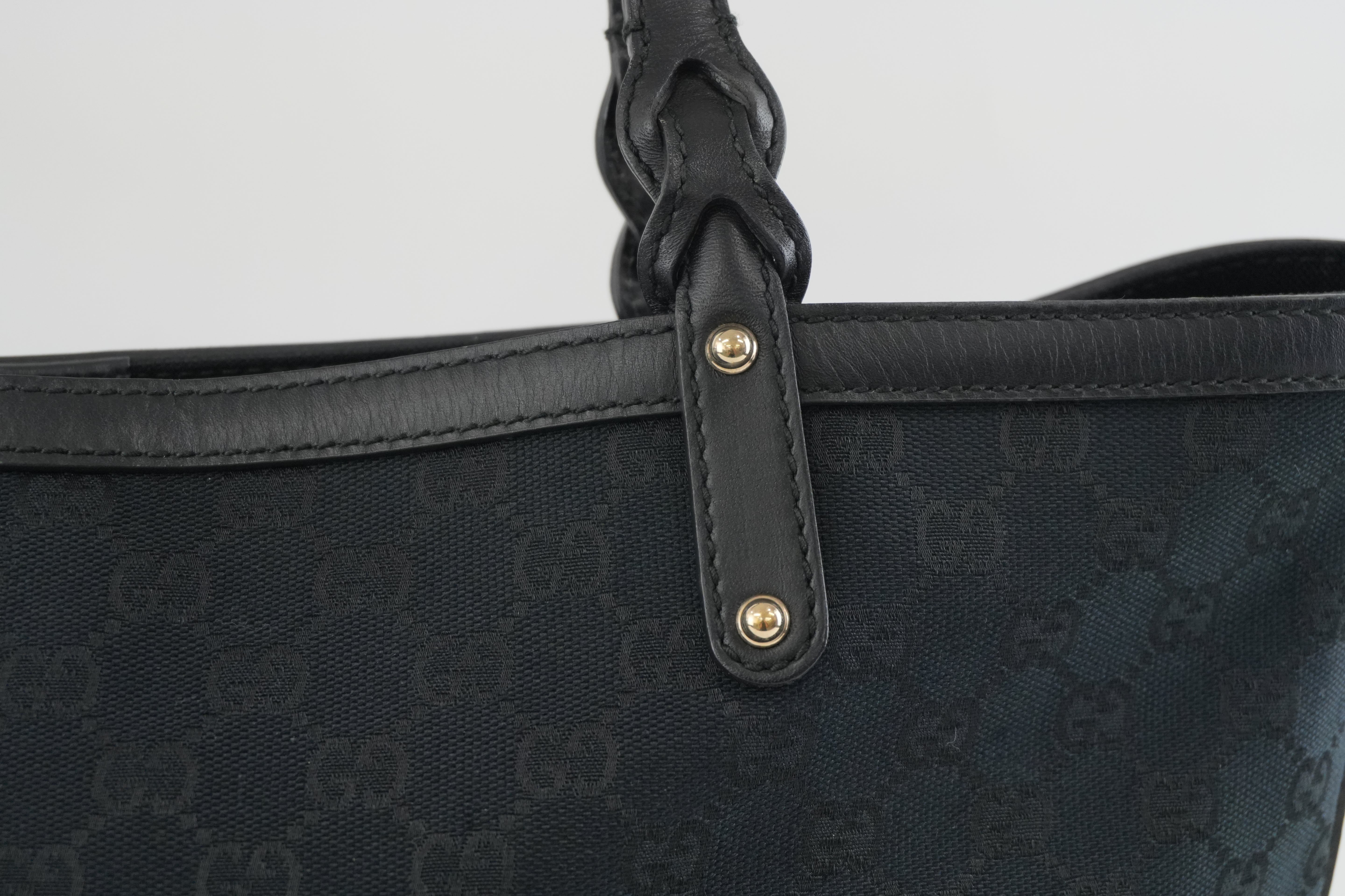 Gucci Canvas Tote Bag Black Used