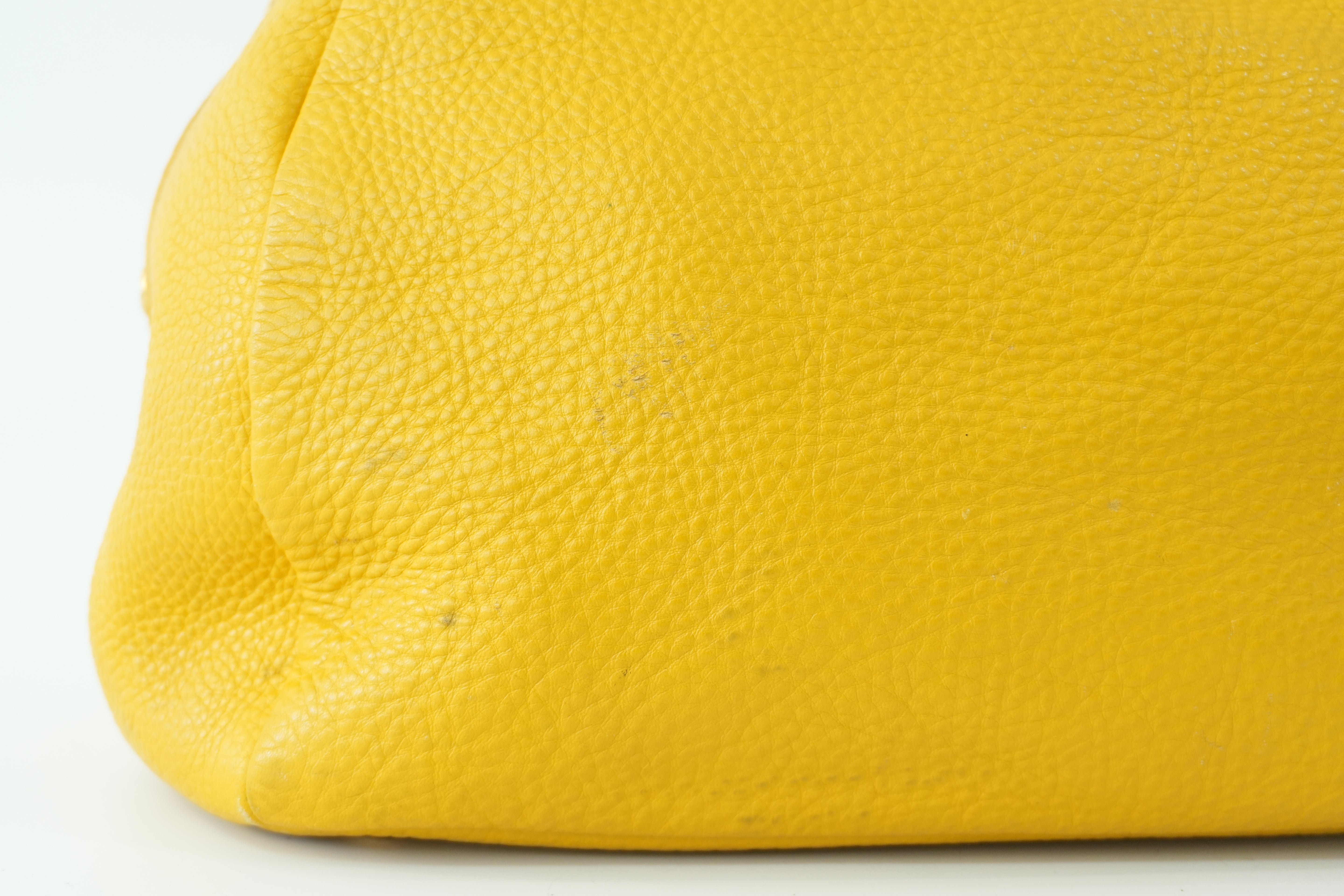 Prada Leather Two Way Shoulder Bag Yellow Used