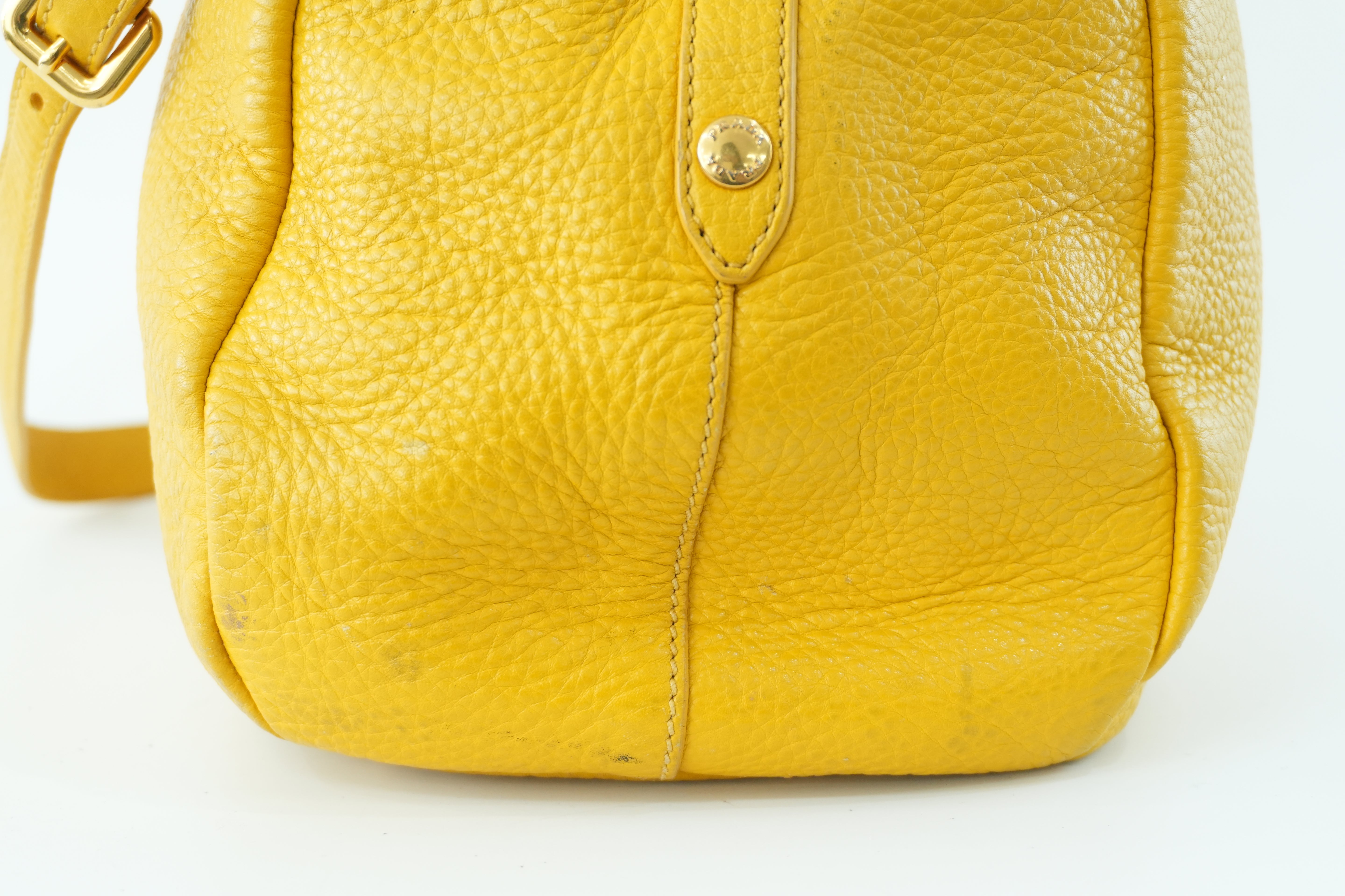 Prada Leather Two Way Shoulder Bag Yellow Used