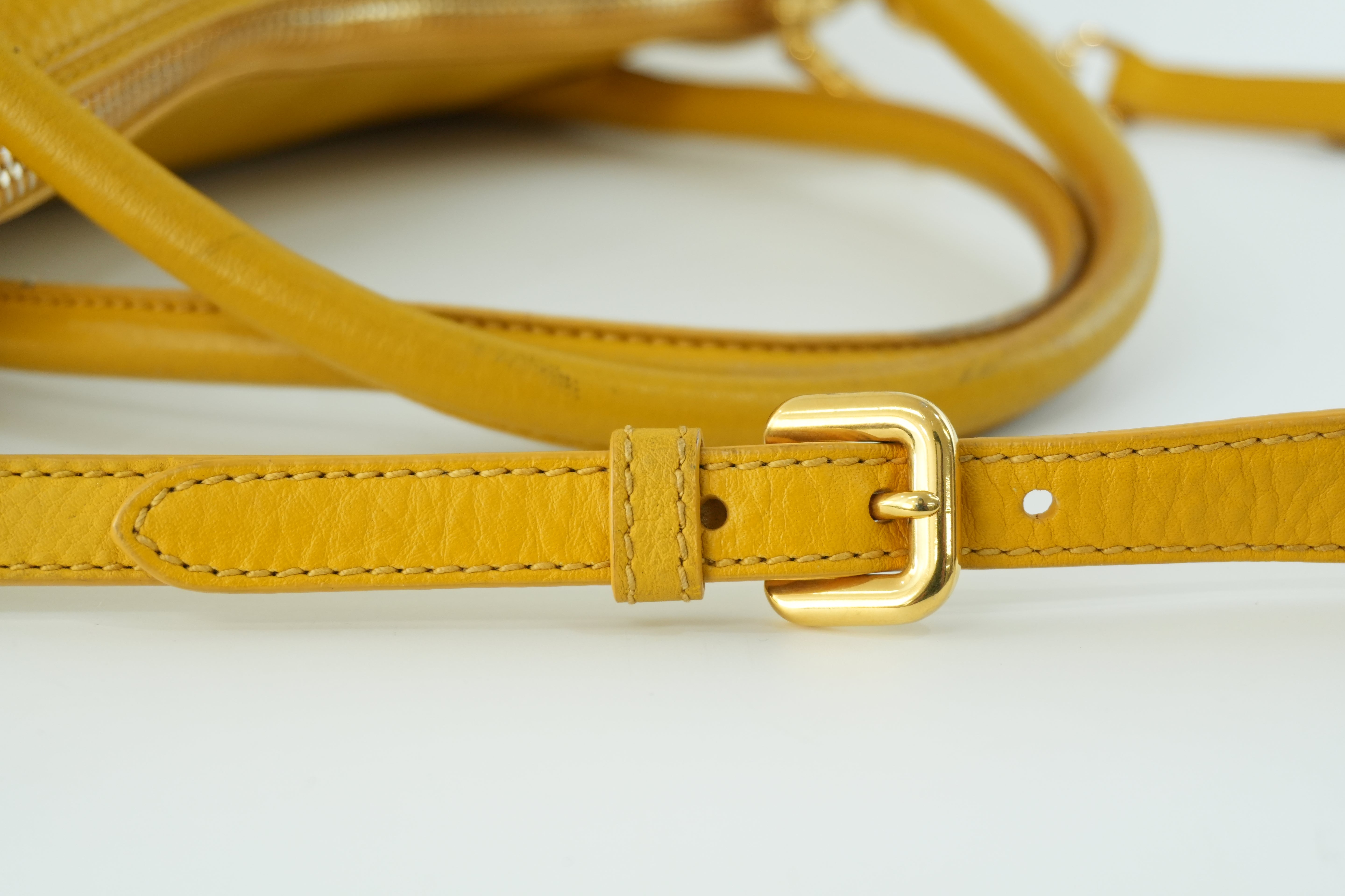 Prada Leather Two Way Shoulder Bag Yellow Used