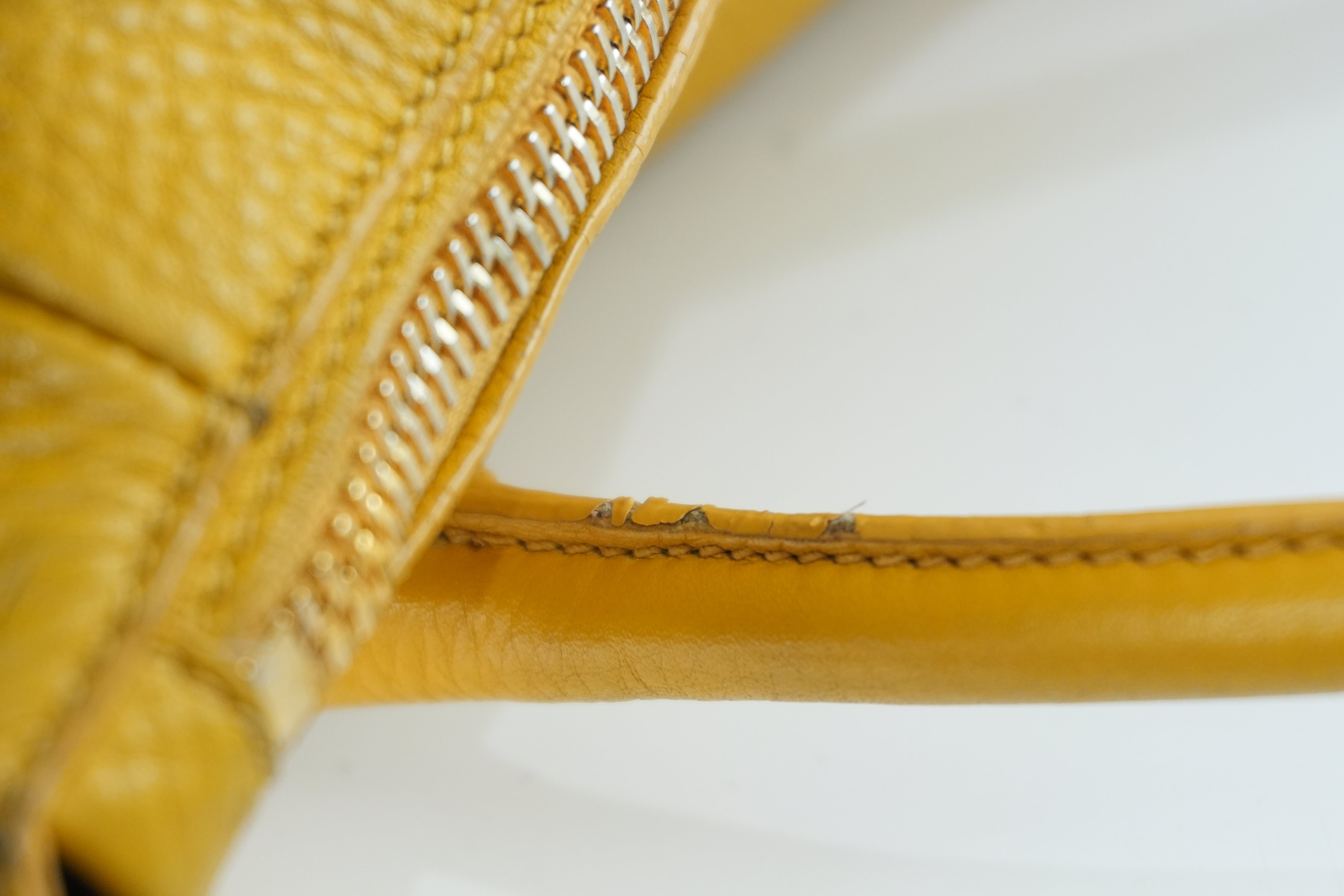 Prada Leather Two Way Shoulder Bag Yellow Used