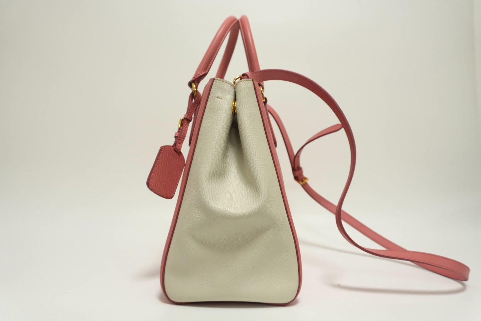 Prada Galleria Saffiano Two Way Pink and White Used