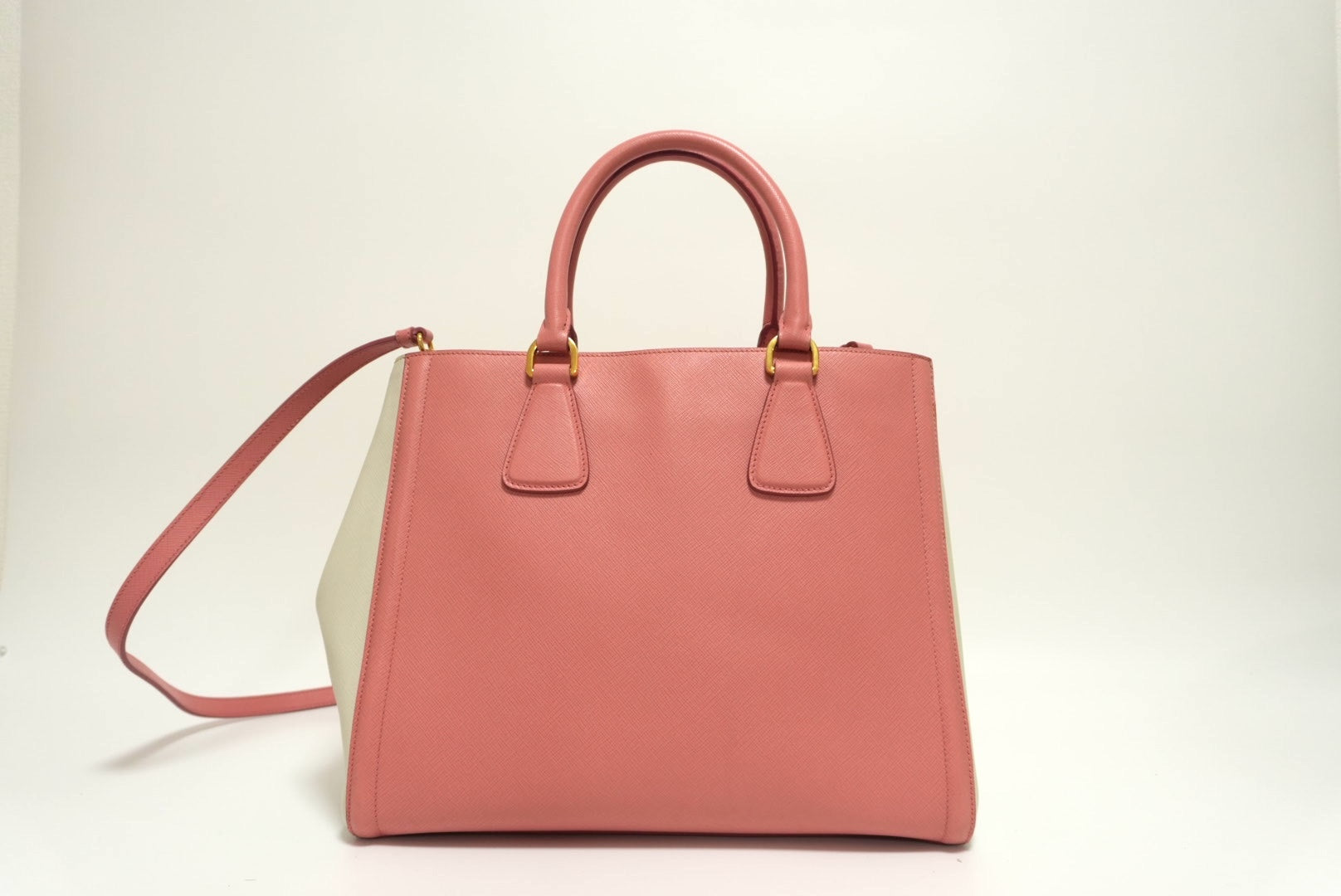 Prada Galleria Saffiano Two Way Pink and White Used