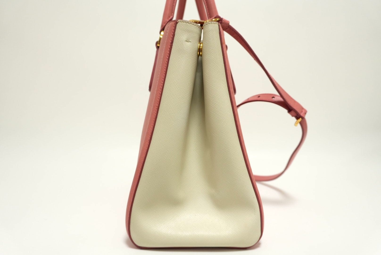 Prada Galleria Saffiano Two Way Pink and White Used