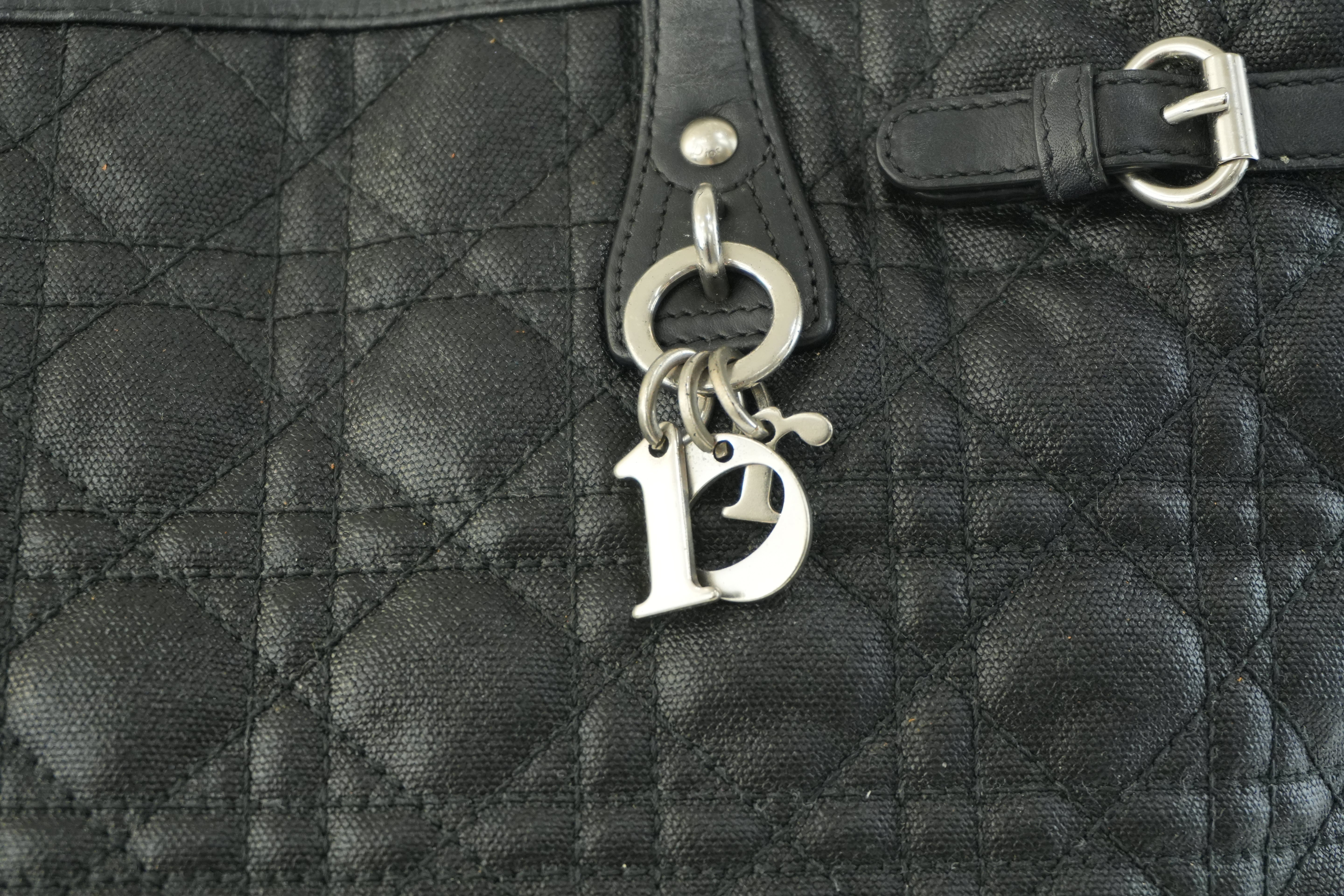 Christian Dior Nylon Panarea Tote Bag Black Used