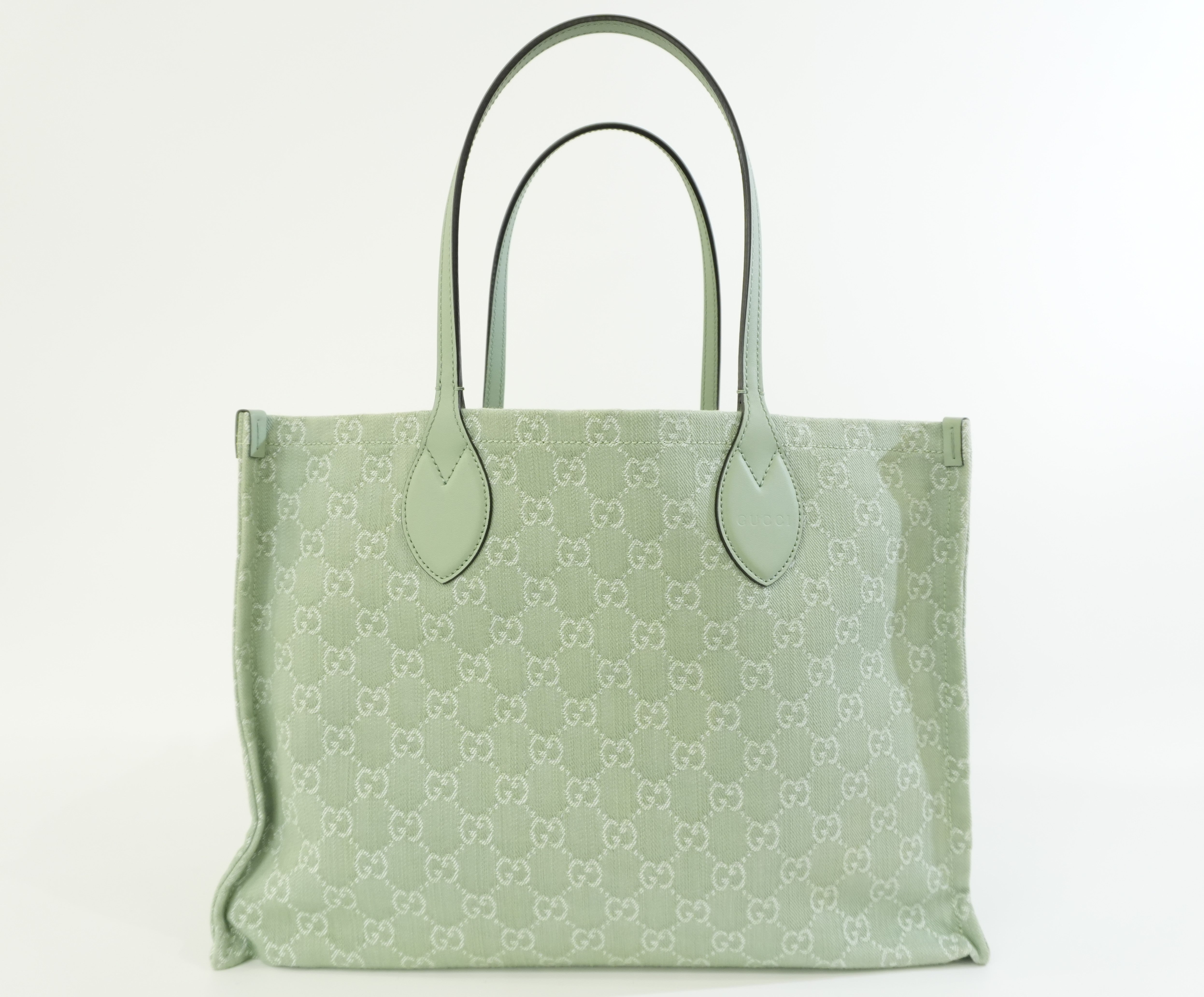 Pre-owned Gucci Large Ophidia GG Tote Bag Green Used