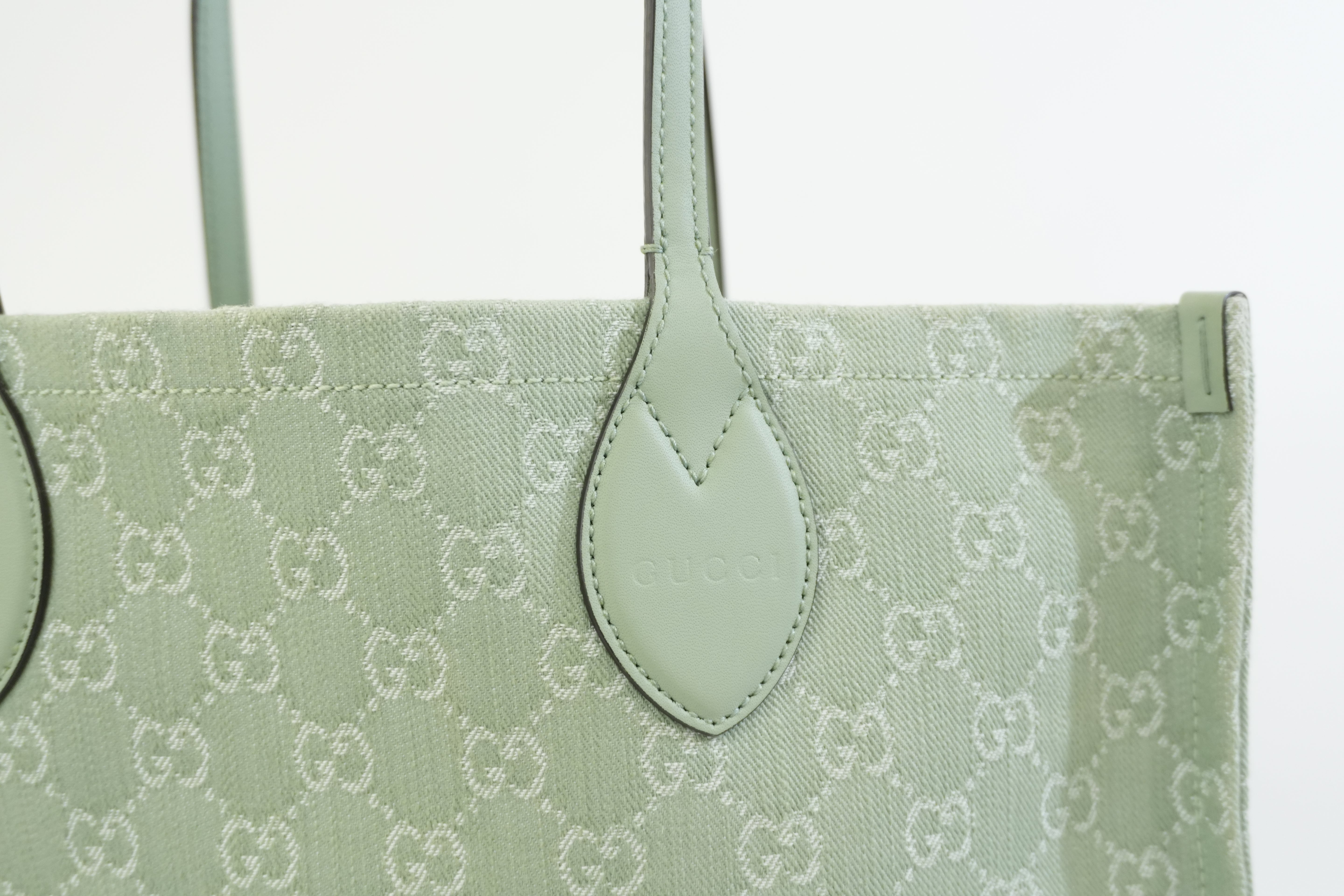 Pre-owned Gucci Large Ophidia GG Tote Bag Green Used