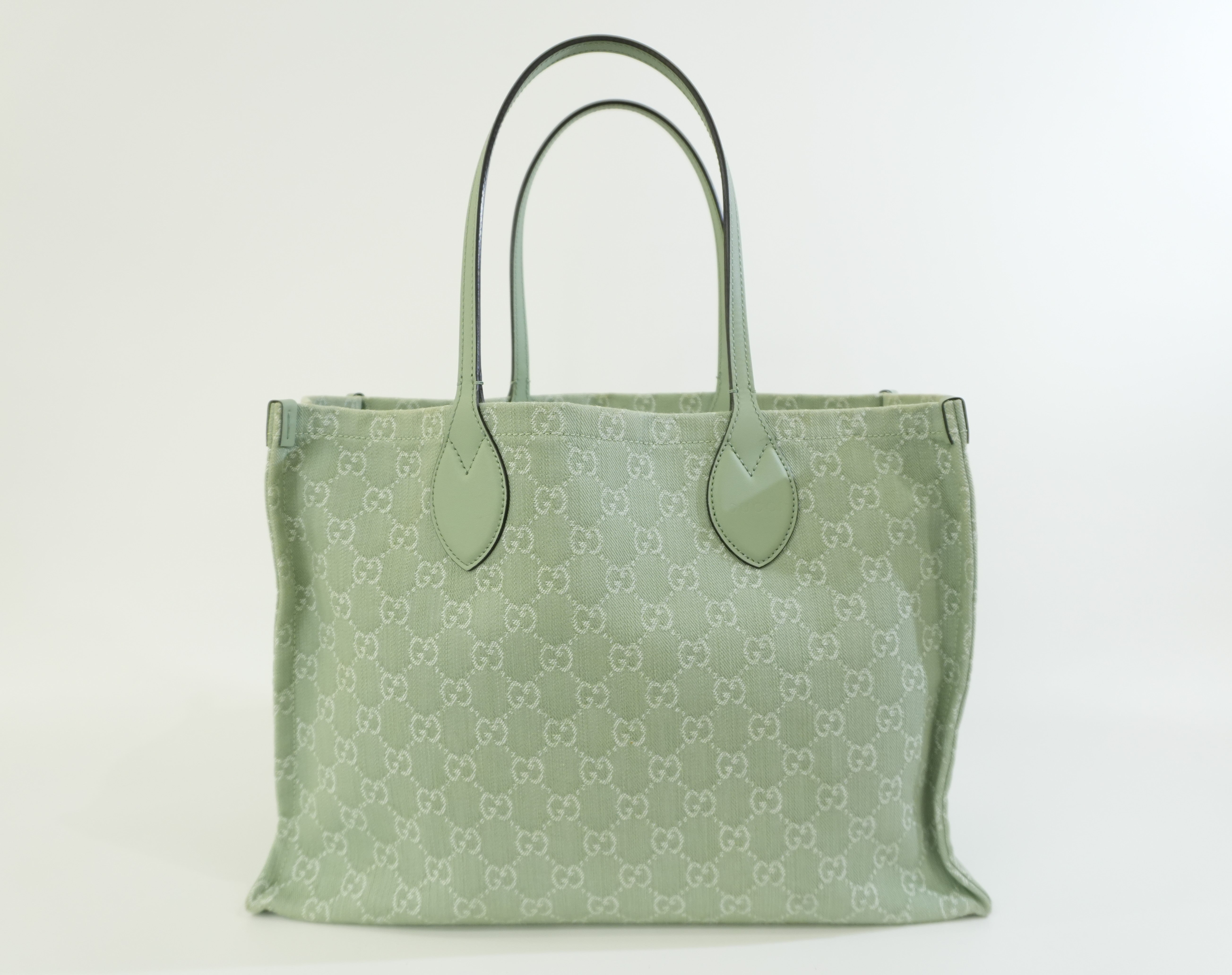Pre-owned Gucci Large Ophidia GG Tote Bag Green Used