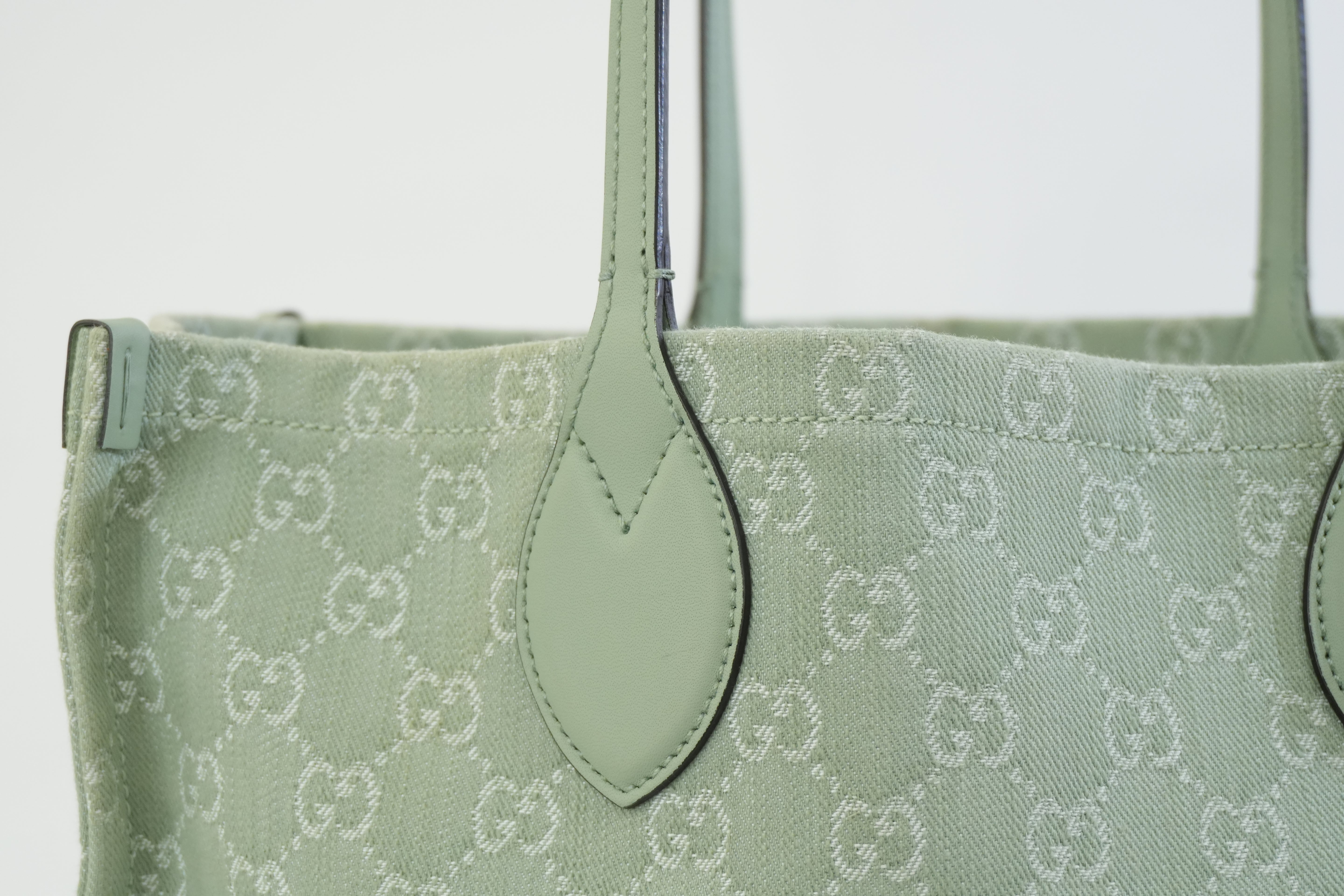 Pre-owned Gucci Large Ophidia GG Tote Bag Green Used