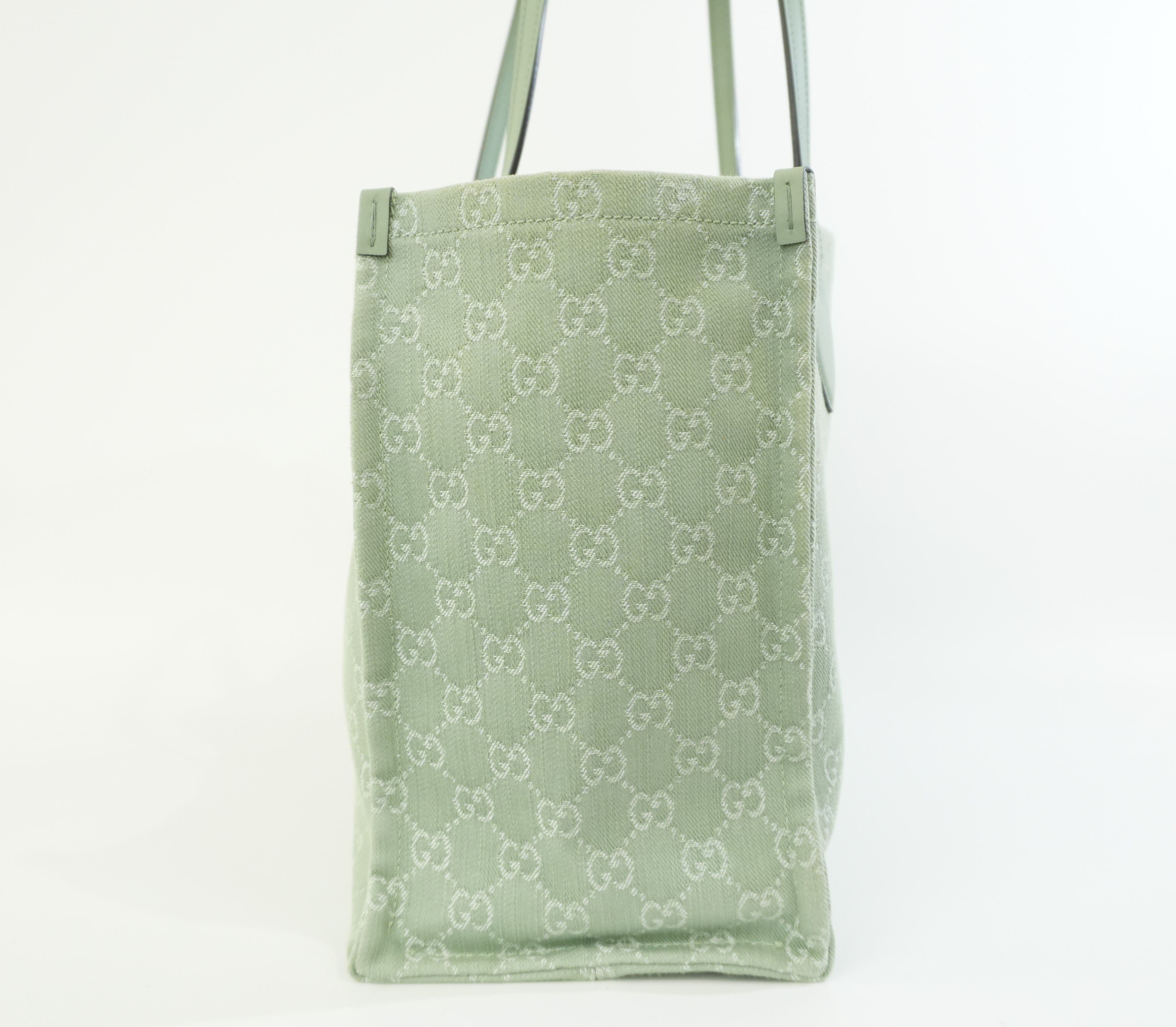 Pre-owned Gucci Large Ophidia GG Tote Bag Green Used