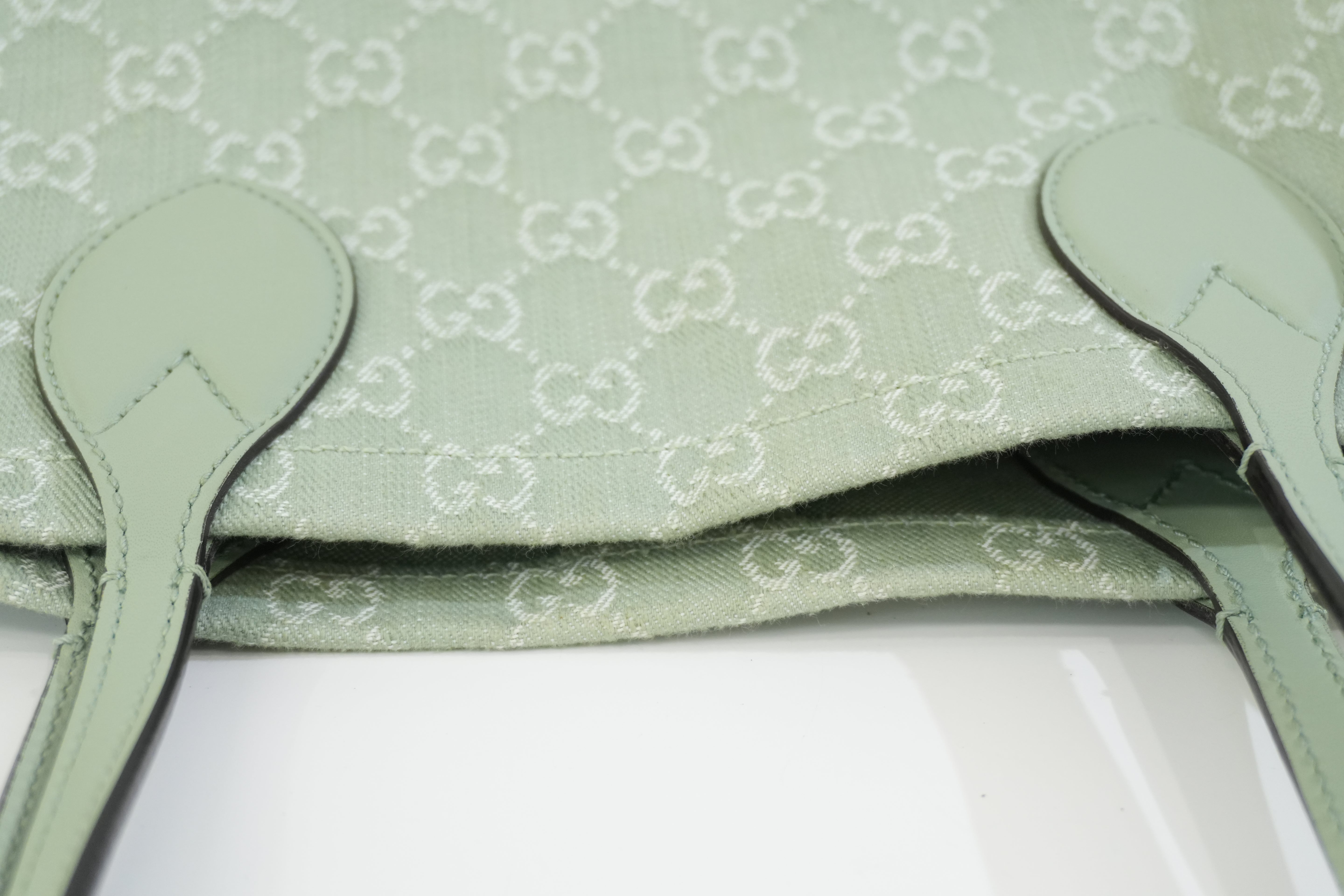 Pre-owned Gucci Large Ophidia GG Tote Bag Green Used