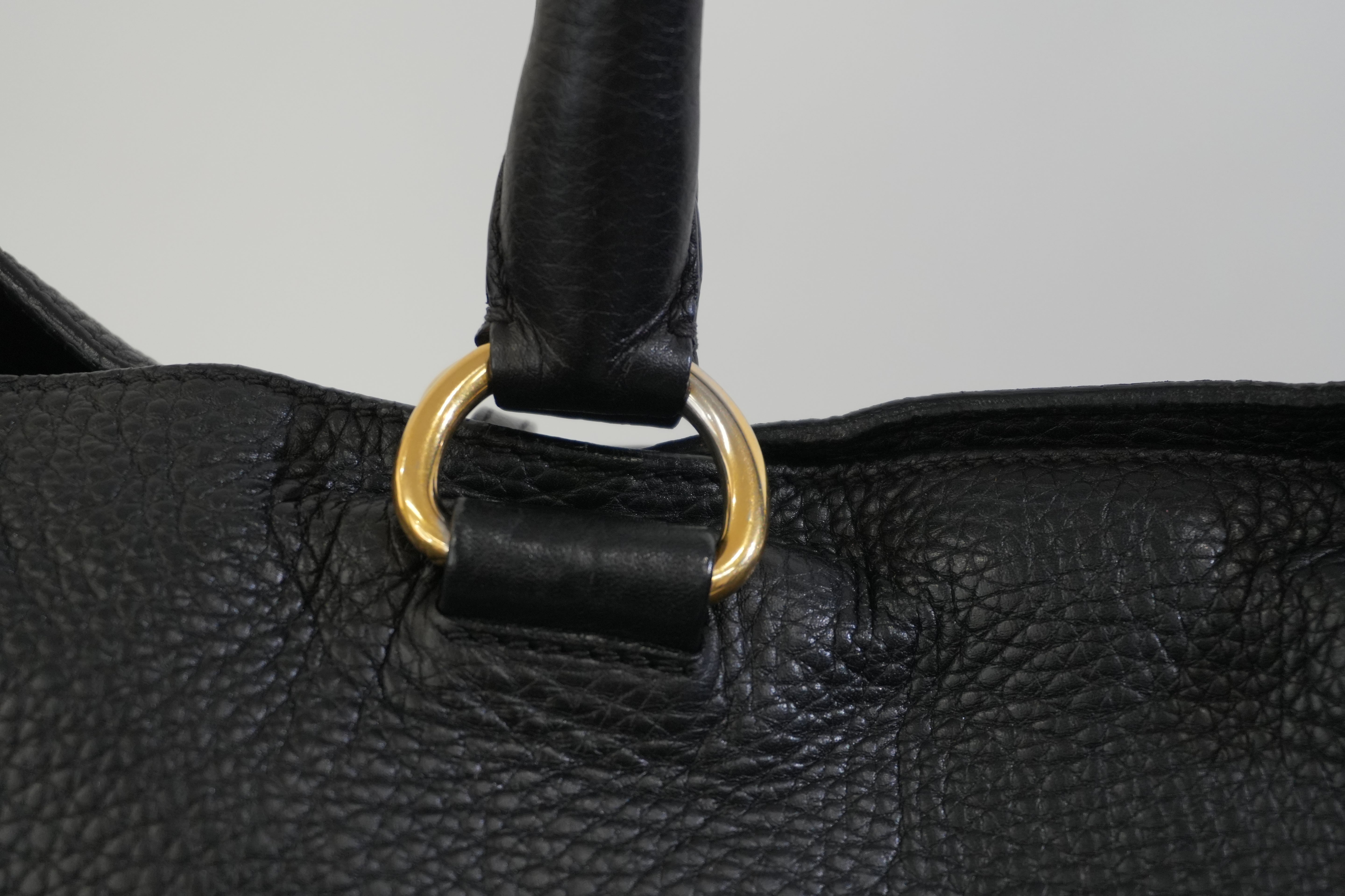 Pre-owned Prada Leather Two Way Shoulder Tote Bag Black Used