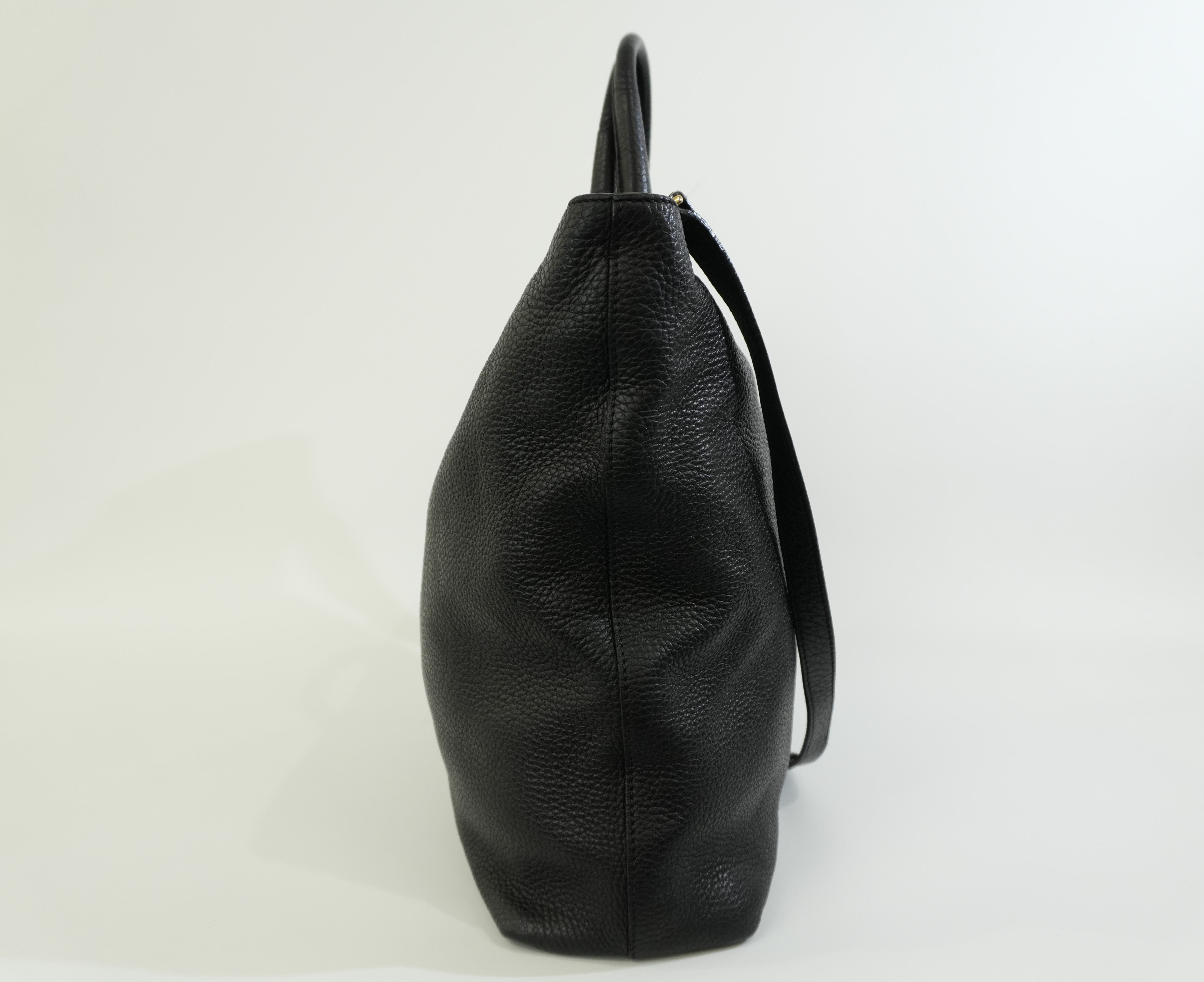 Pre-owned Prada Leather Two Way Shoulder Tote Bag Black Used