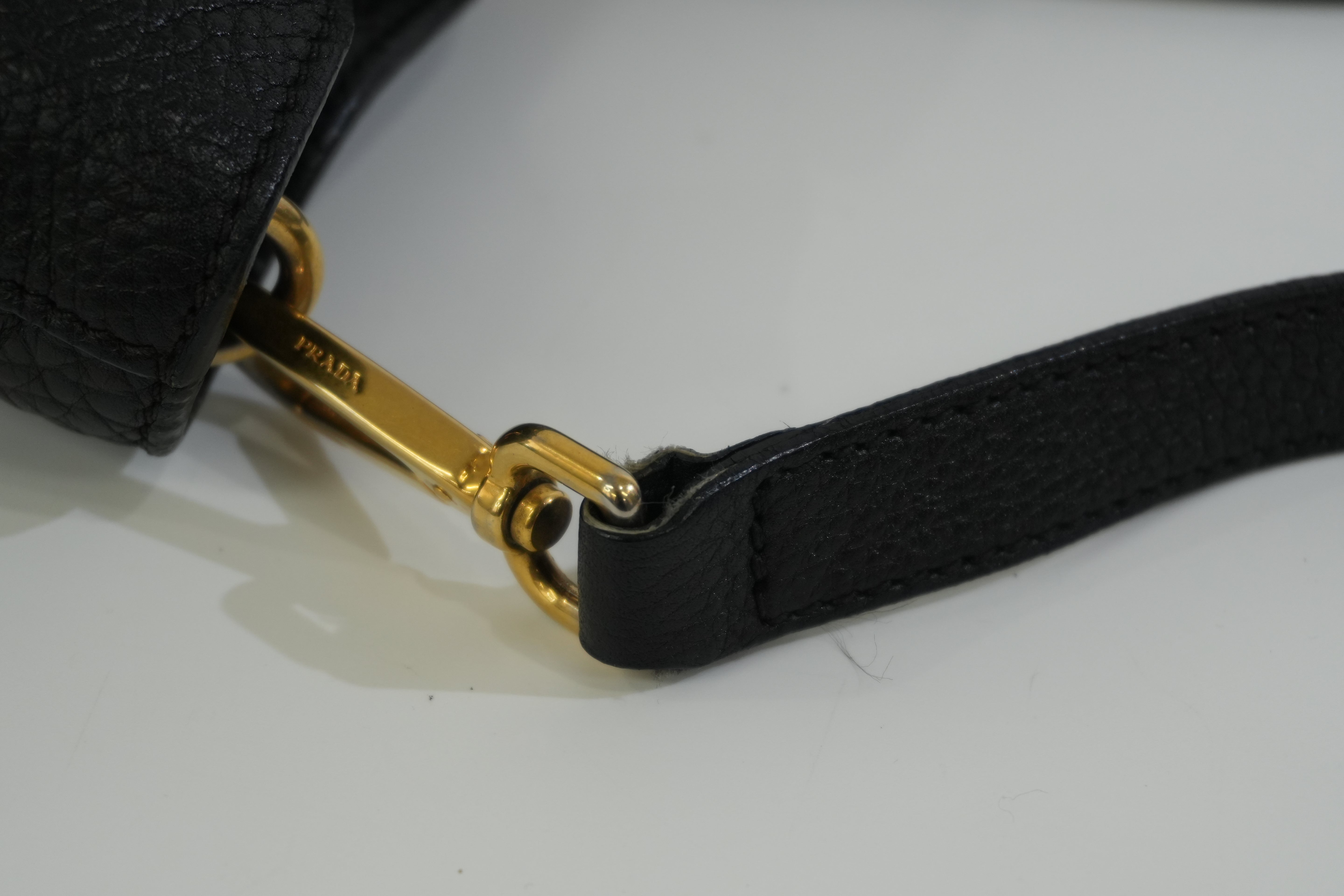 Pre-owned Prada Leather Two Way Shoulder Tote Bag Black Used