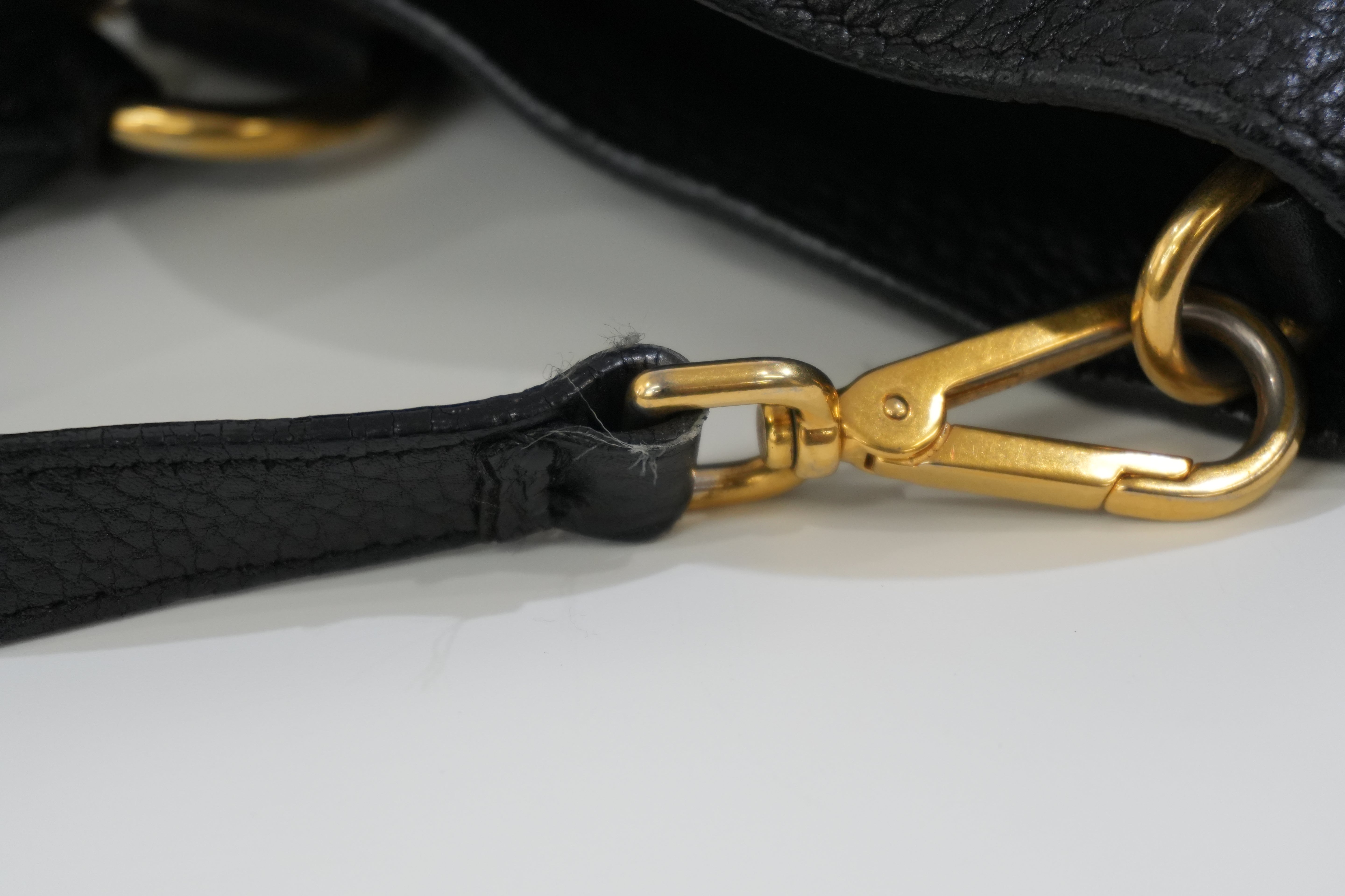 Pre-owned Prada Leather Two Way Shoulder Tote Bag Black Used