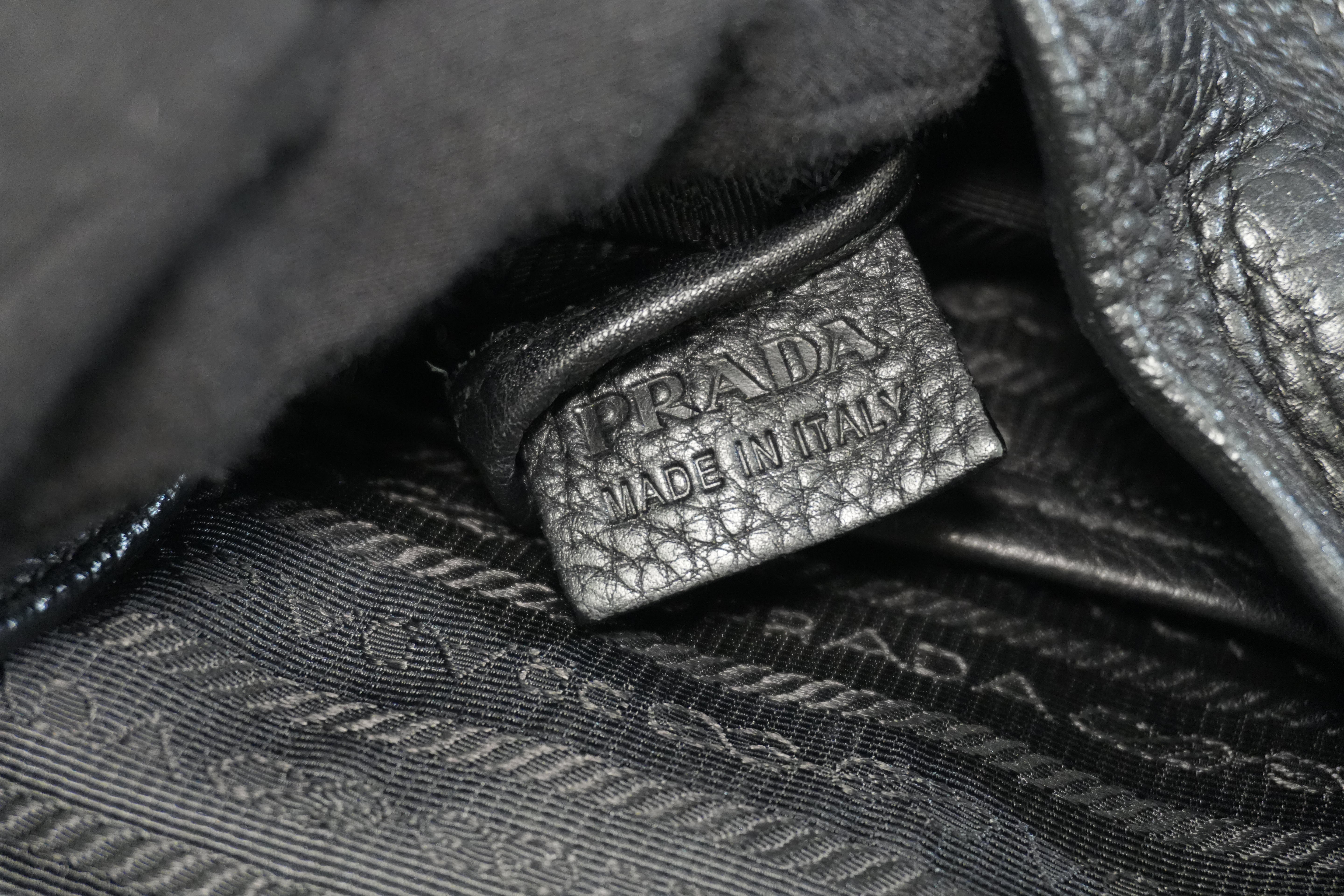 Pre-owned Prada Leather Two Way Shoulder Tote Bag Black Used