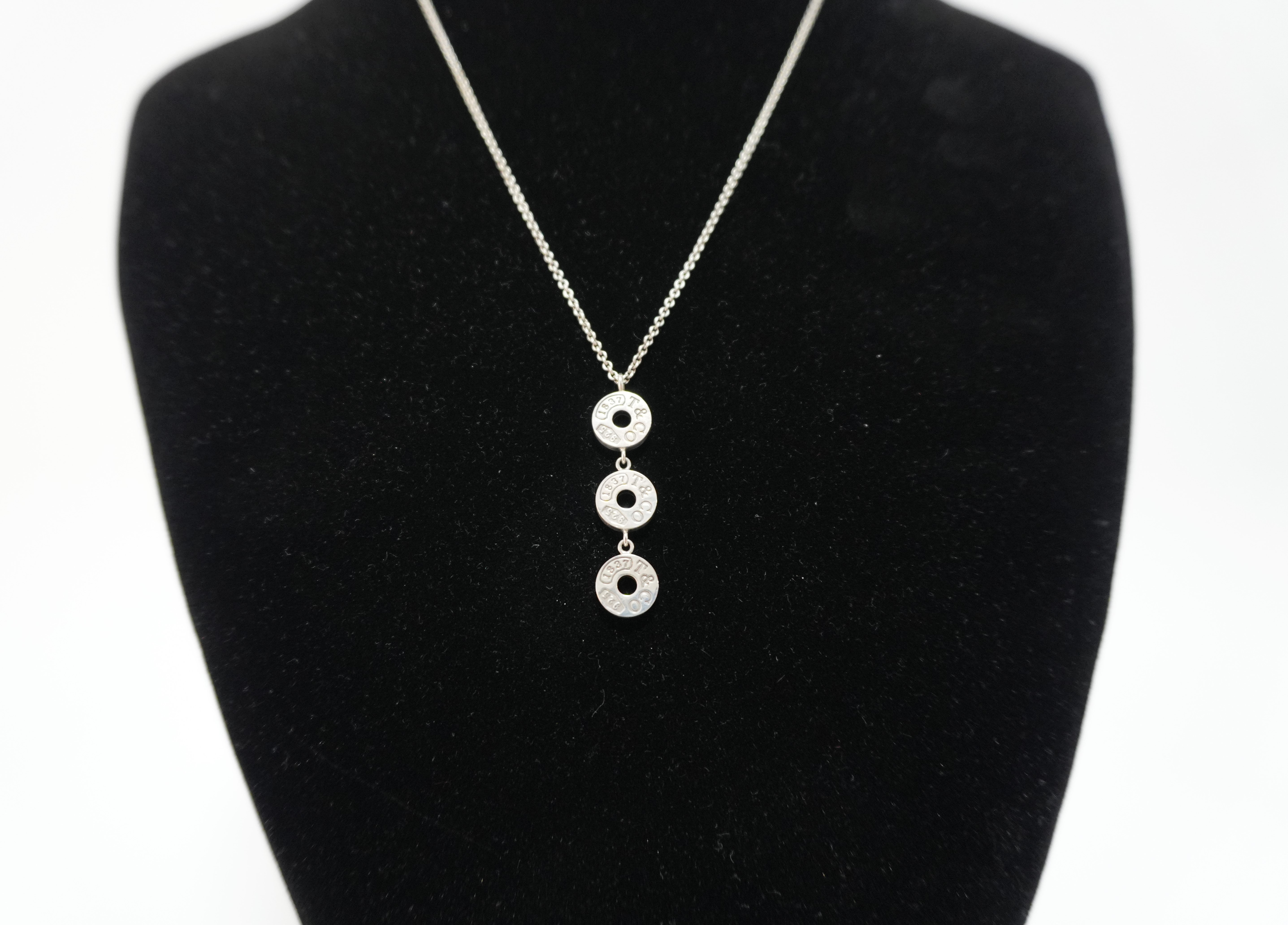 Tiffany and Co. Triple Circle Silver Necklace Used