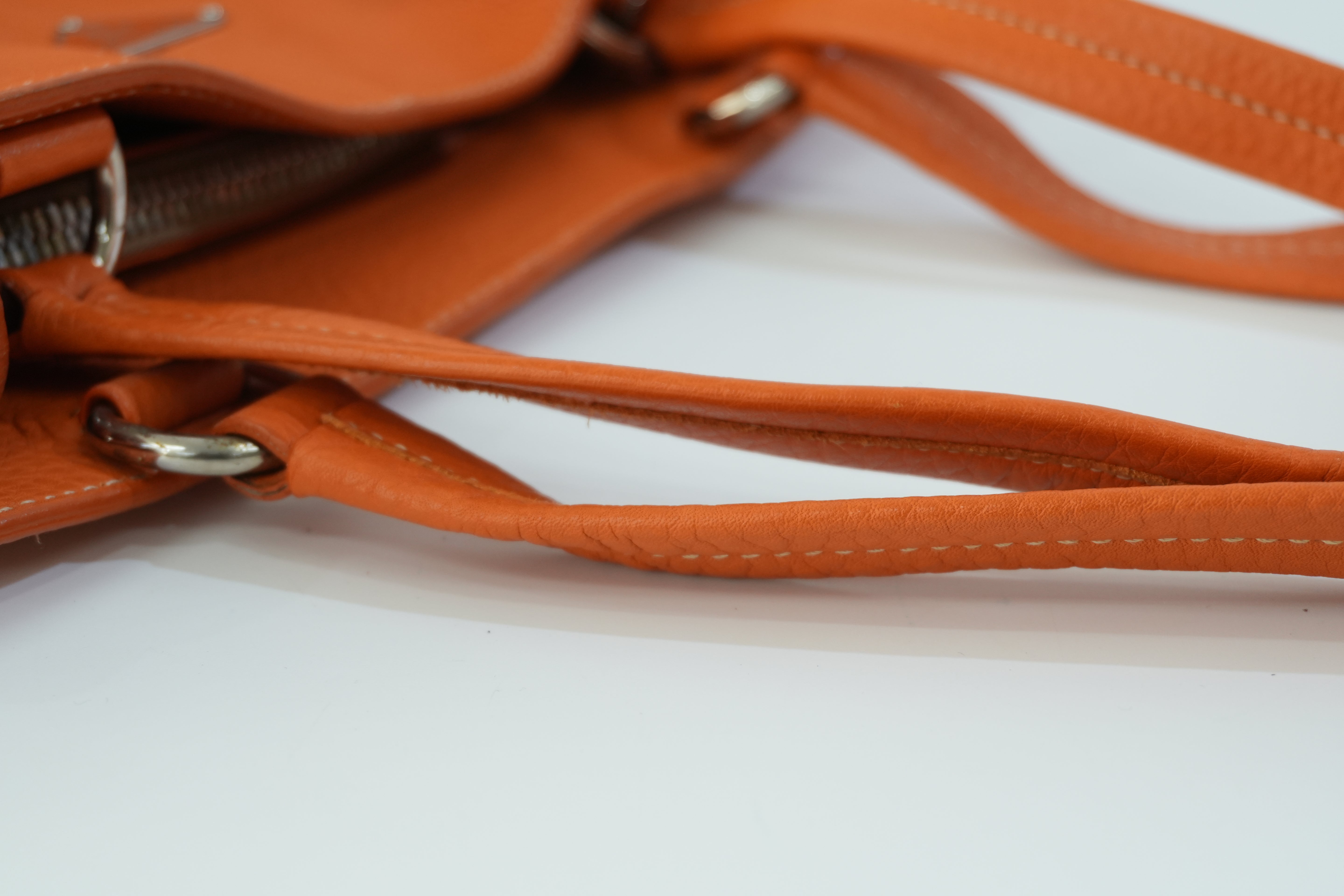 Prada Leather Tote Bag Orange Used