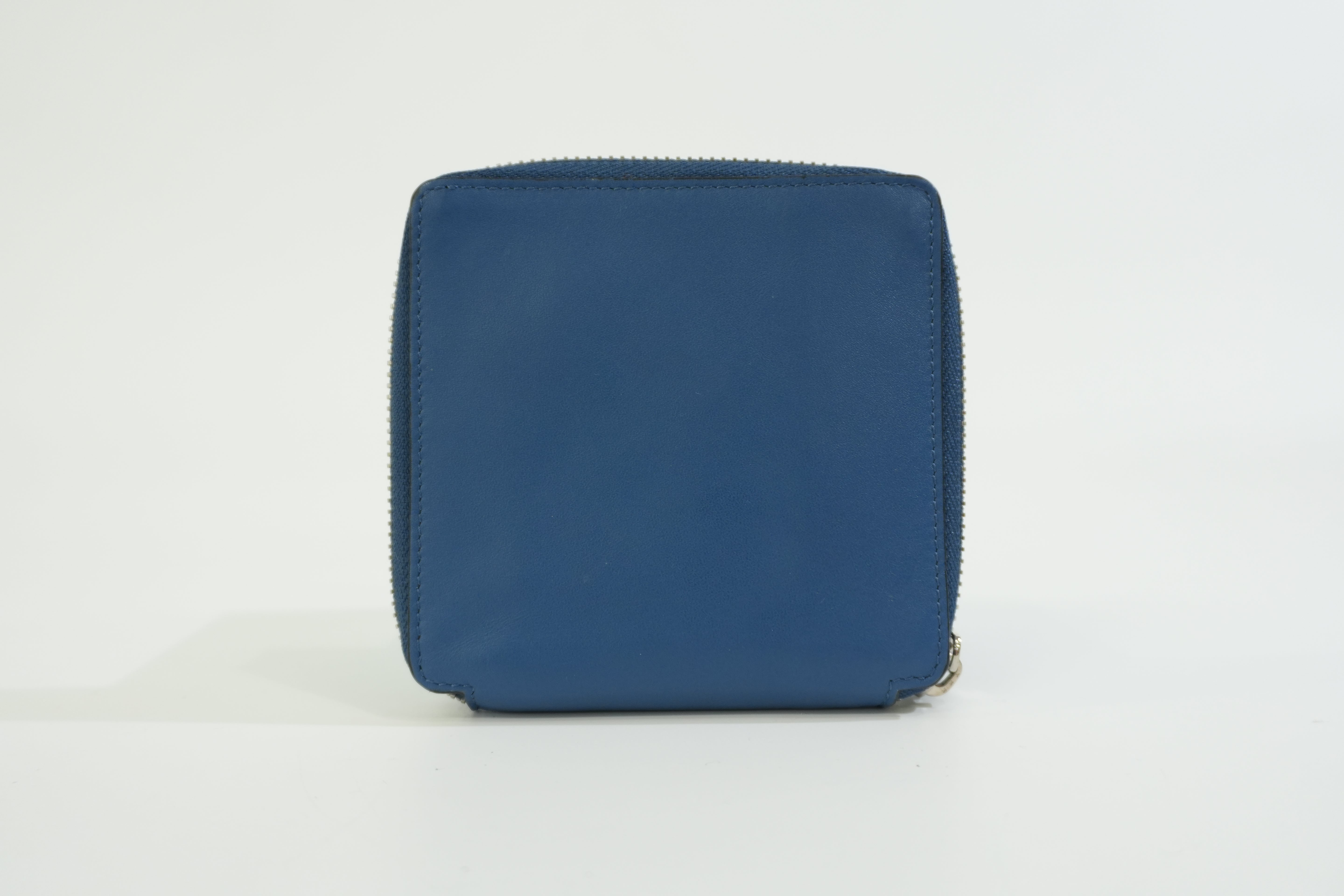 Pre-owned Loewe Leather Compact Wallet Blue Used