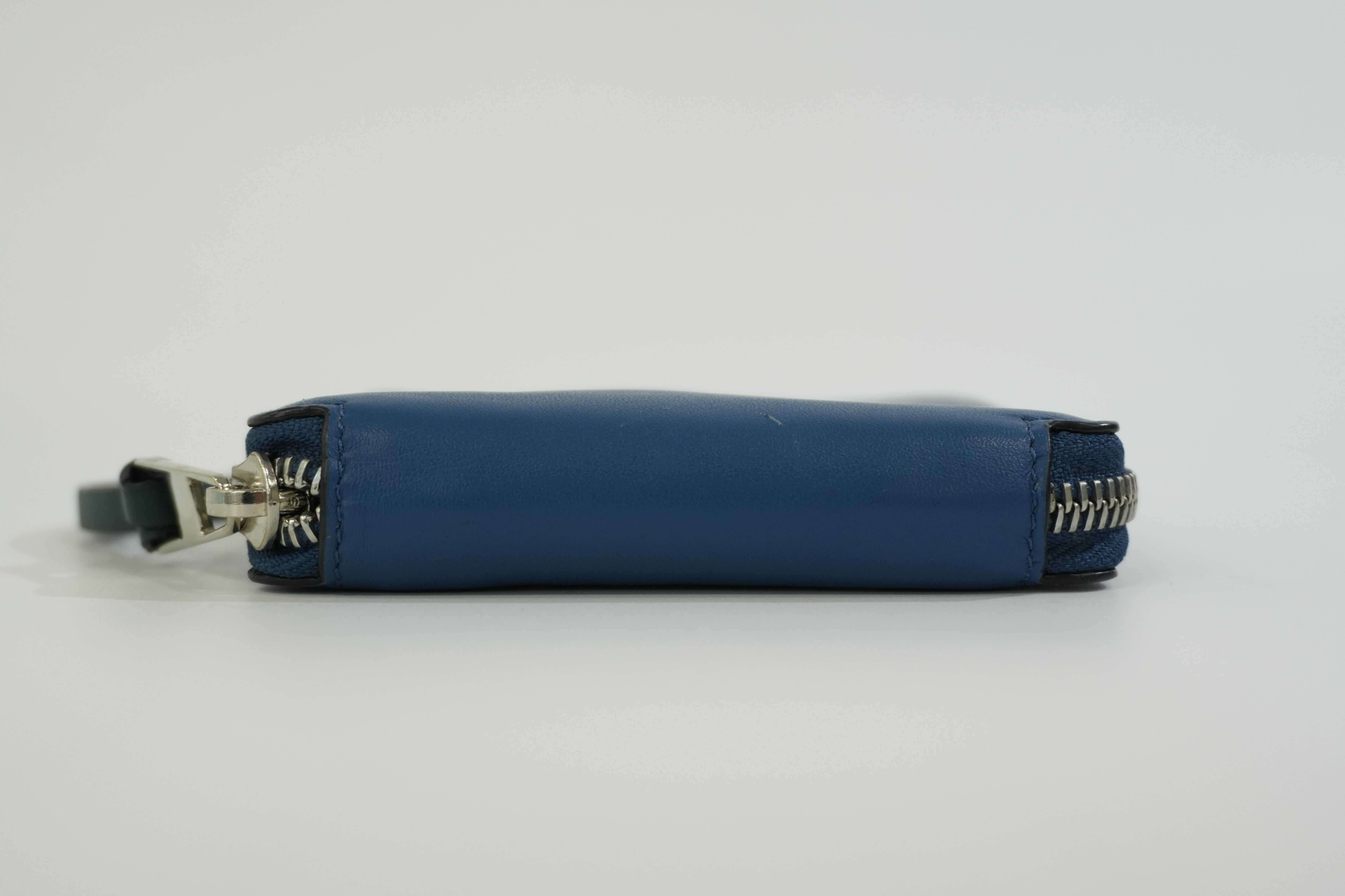 Pre-owned Loewe Leather Compact Wallet Blue Used