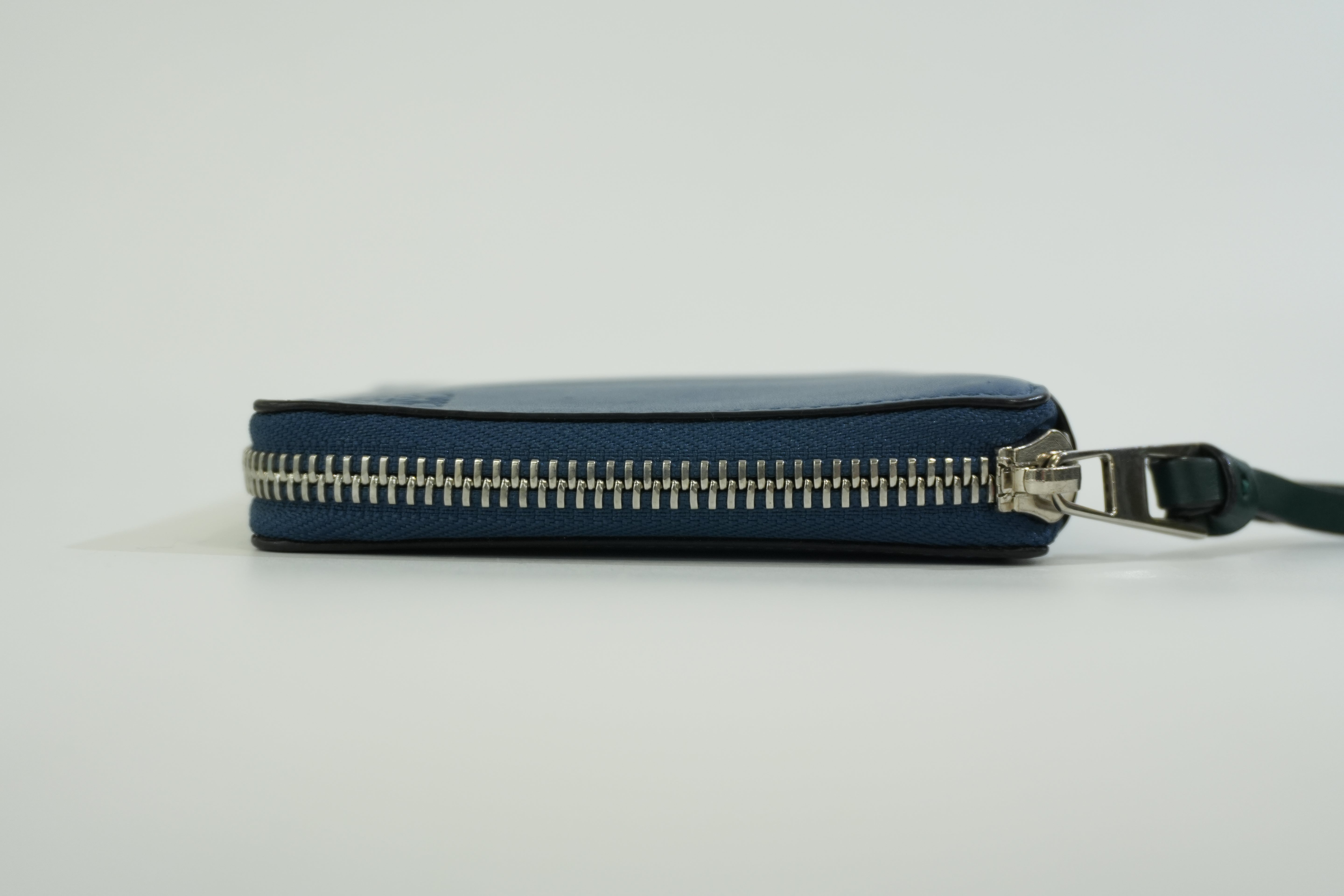 Pre-owned Loewe Leather Compact Wallet Blue Used