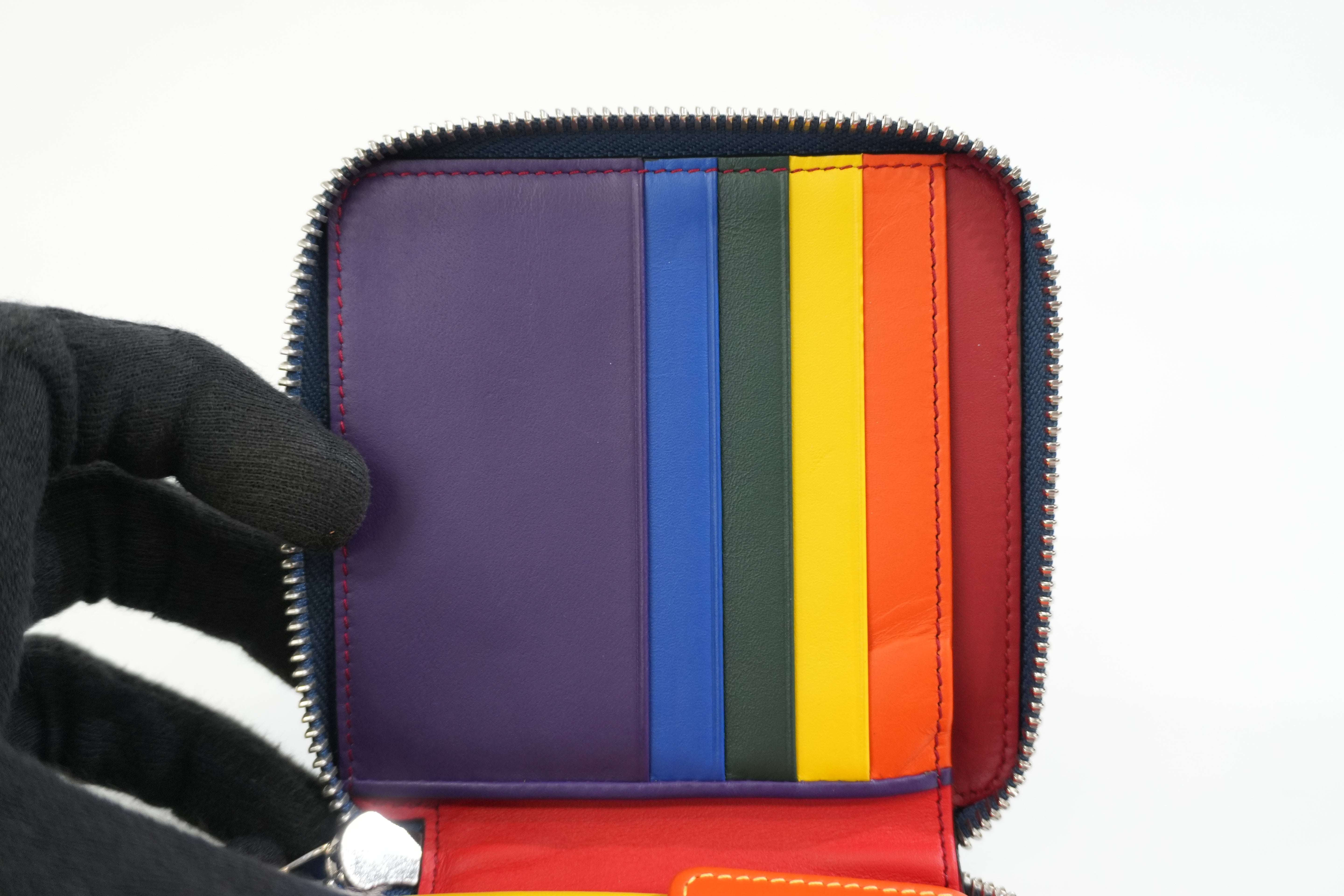Pre-owned Loewe Leather Compact Wallet Blue Used