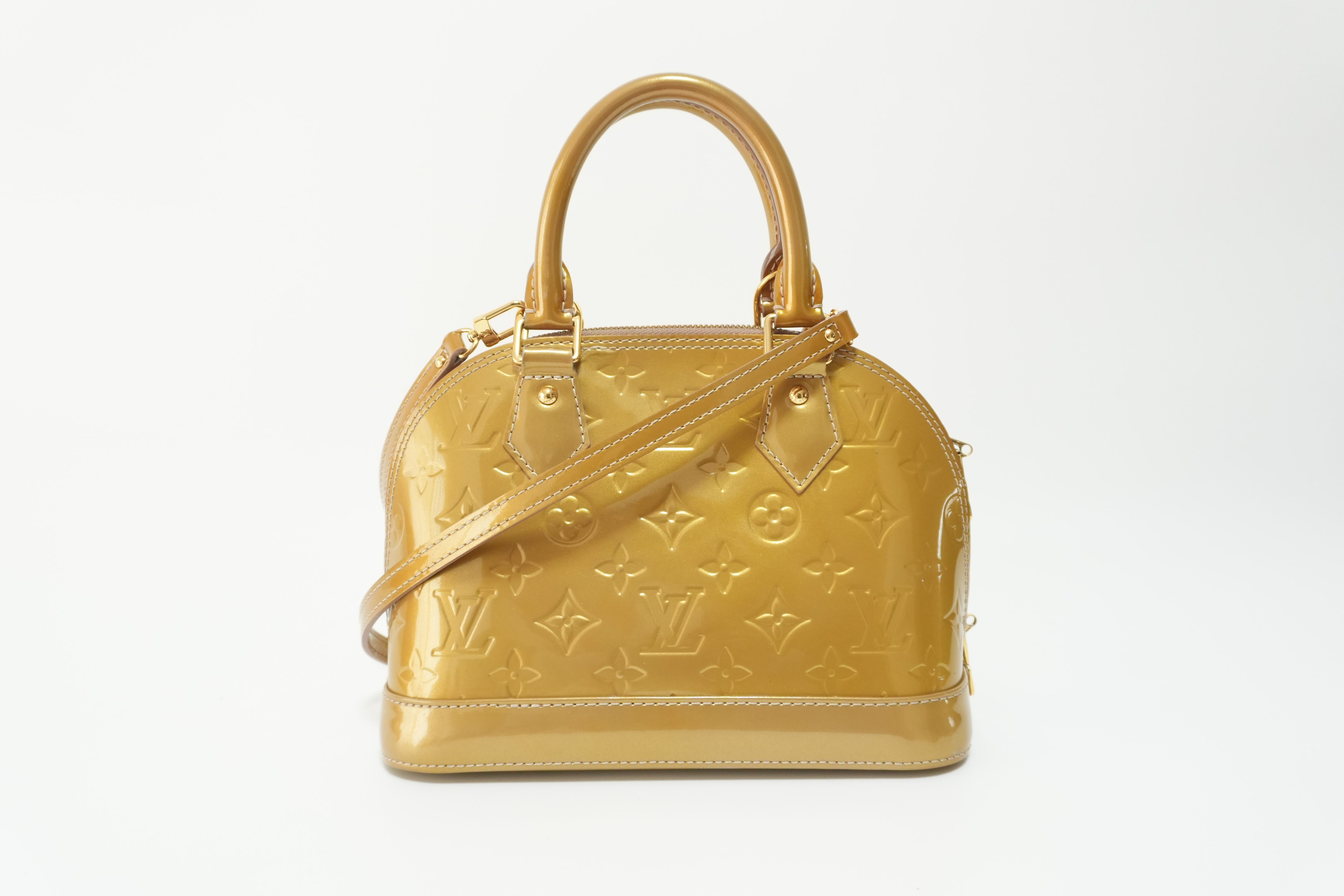 Louis Vuitton Vernis Alma BB Gold Used