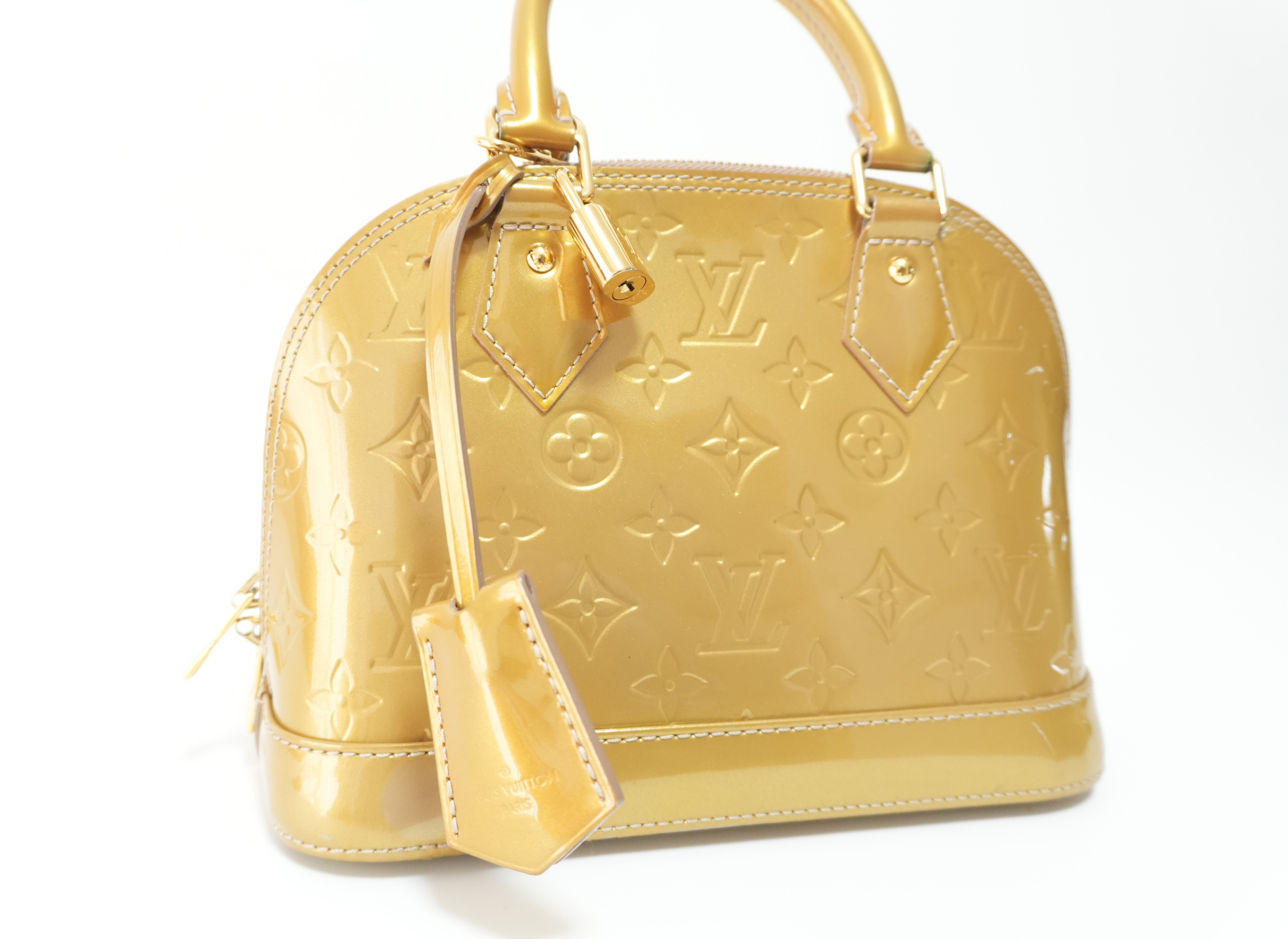 Louis Vuitton Vernis Alma BB Gold Used