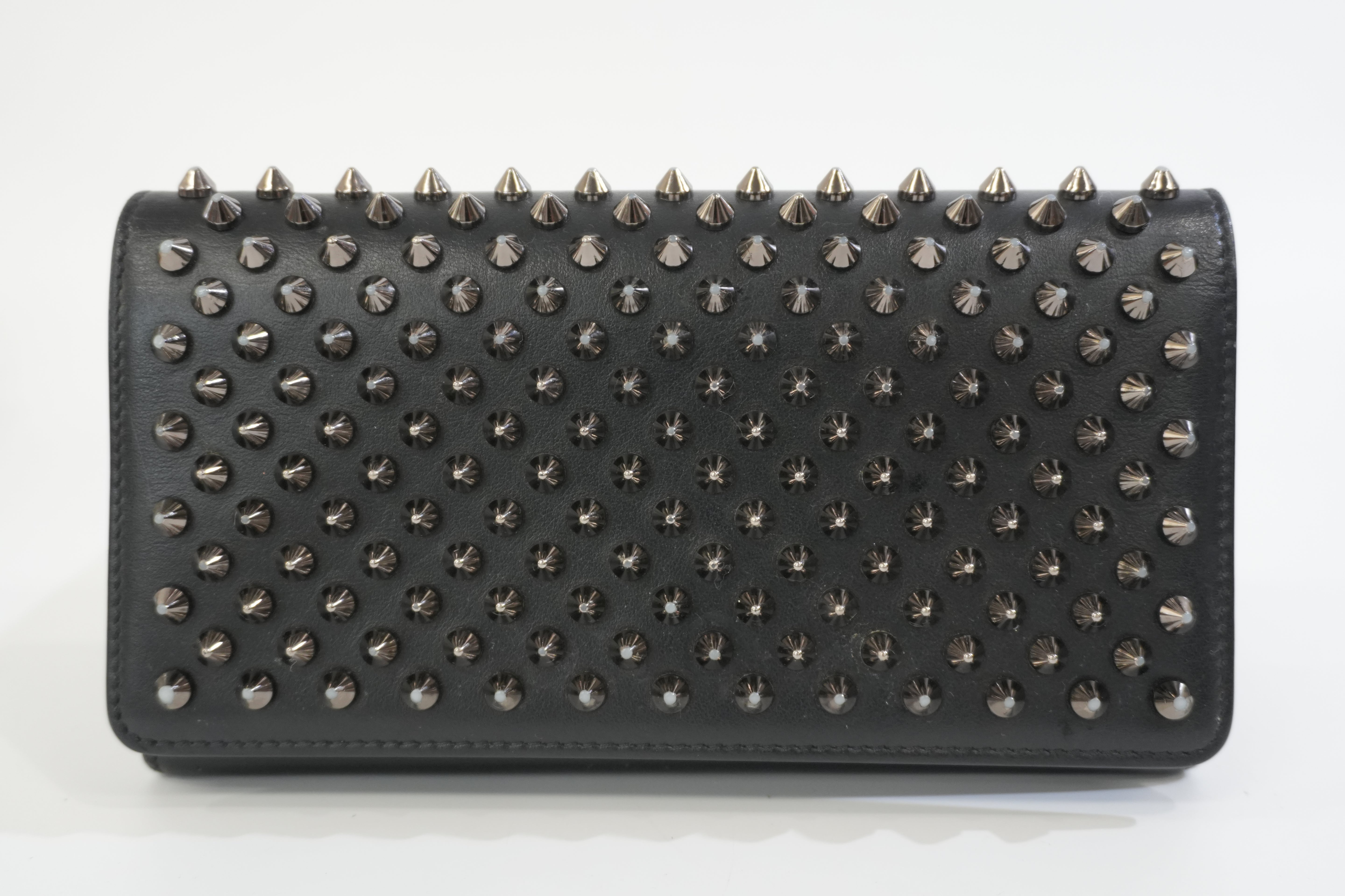 Pre-owned Christian Louboutin Studs Leather Wallet Black Used