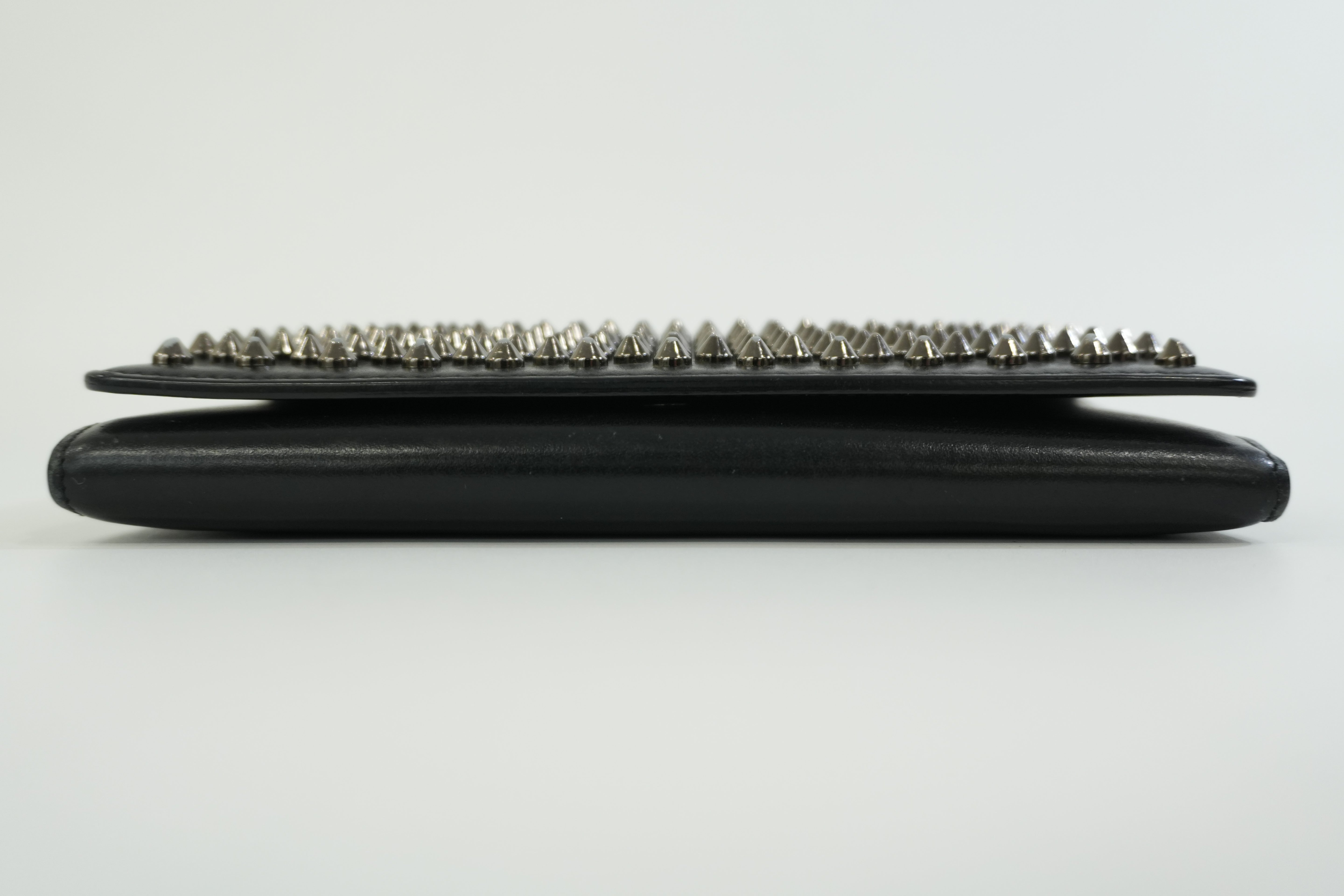 Pre-owned Christian Louboutin Studs Leather Wallet Black Used