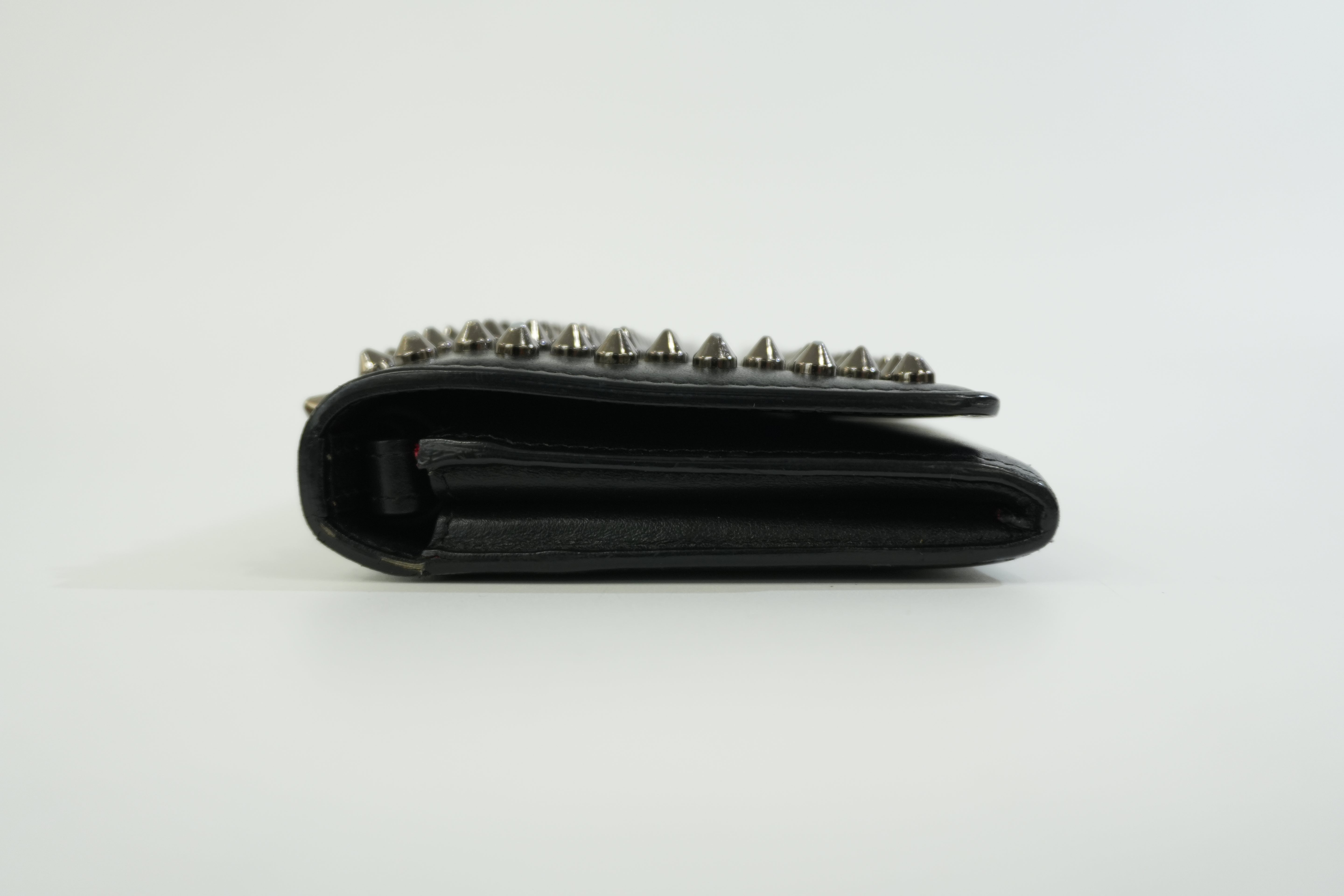 Pre-owned Christian Louboutin Studs Leather Wallet Black Used