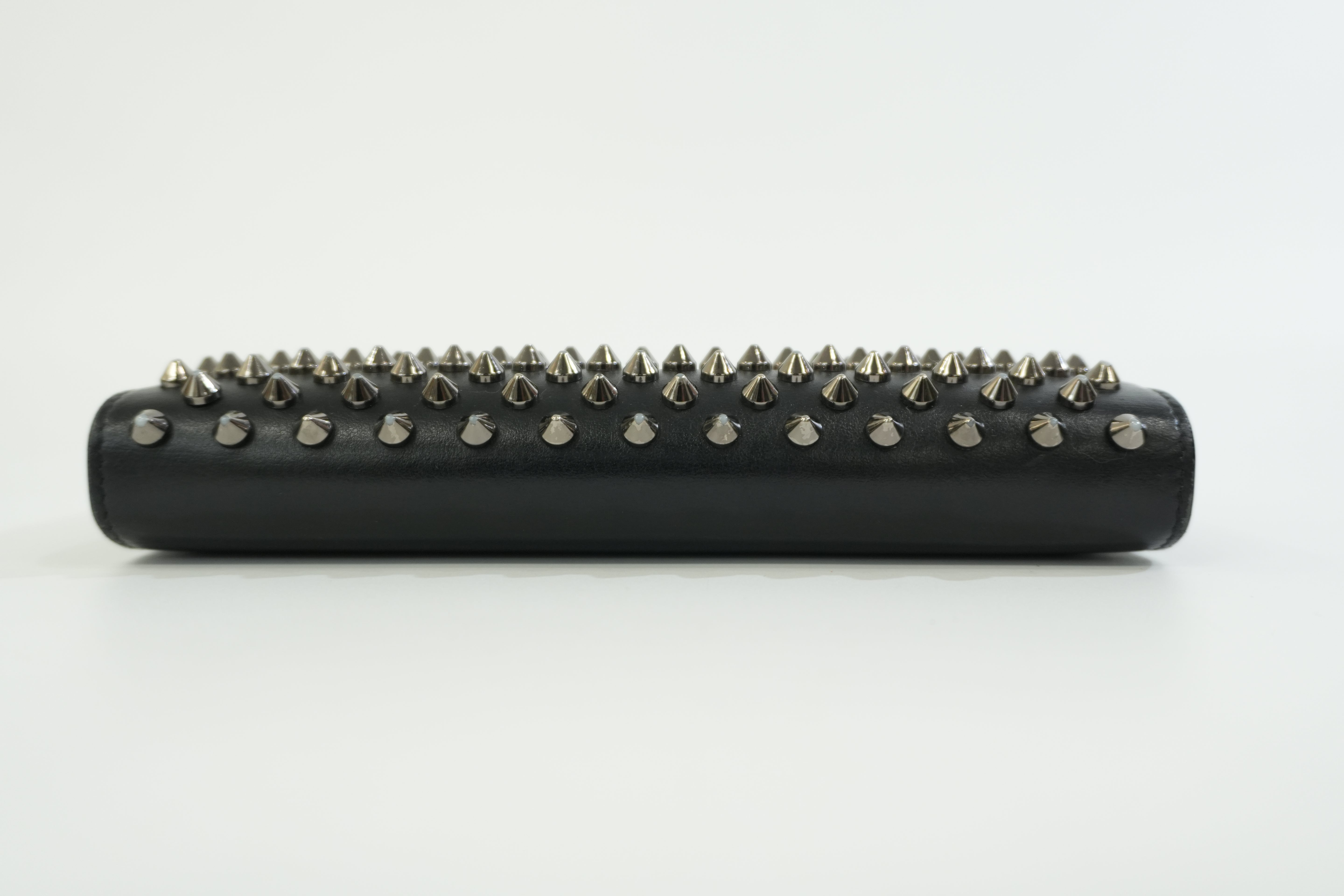 Pre-owned Christian Louboutin Studs Leather Wallet Black Used