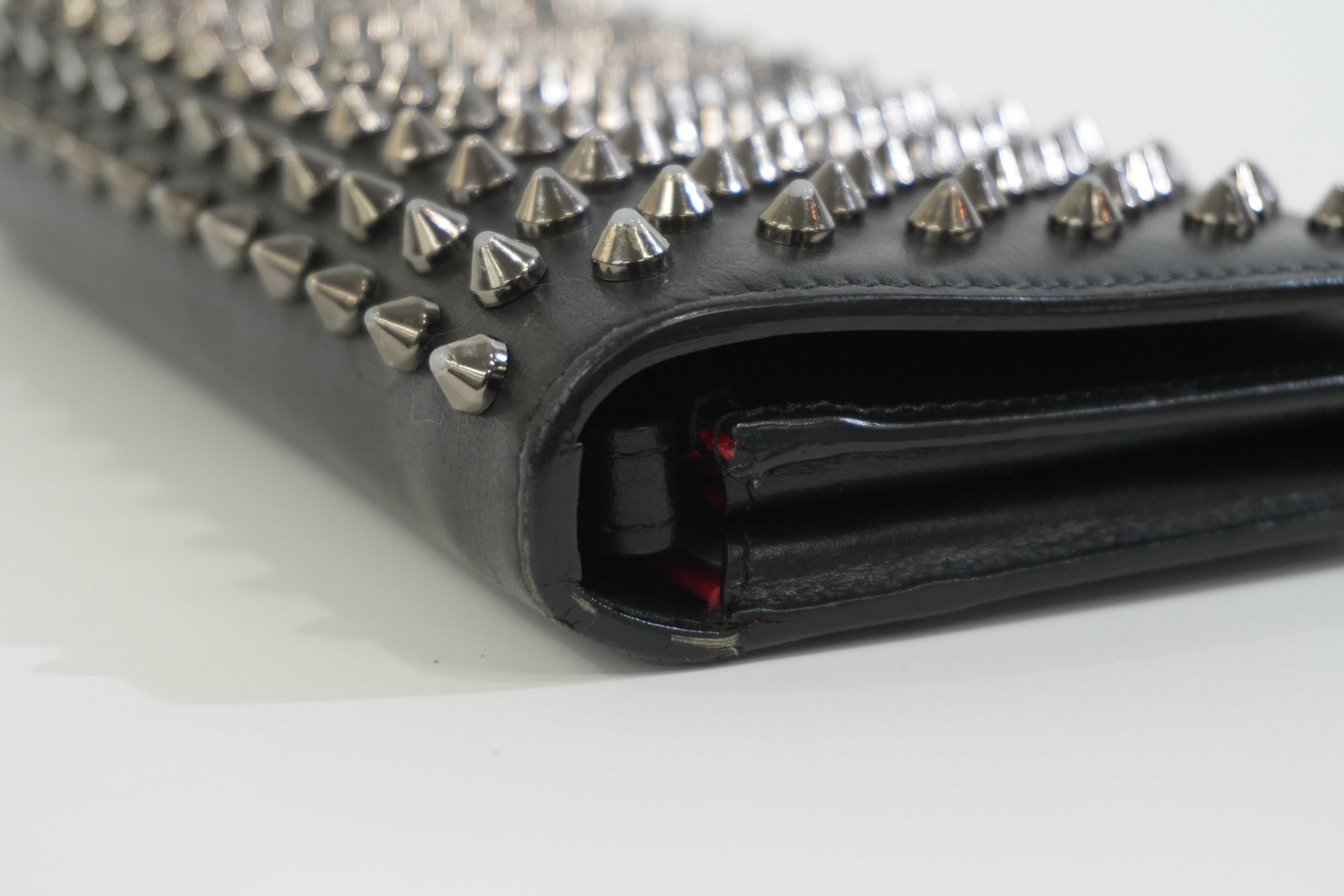 Pre-owned Christian Louboutin Studs Leather Wallet Black Used