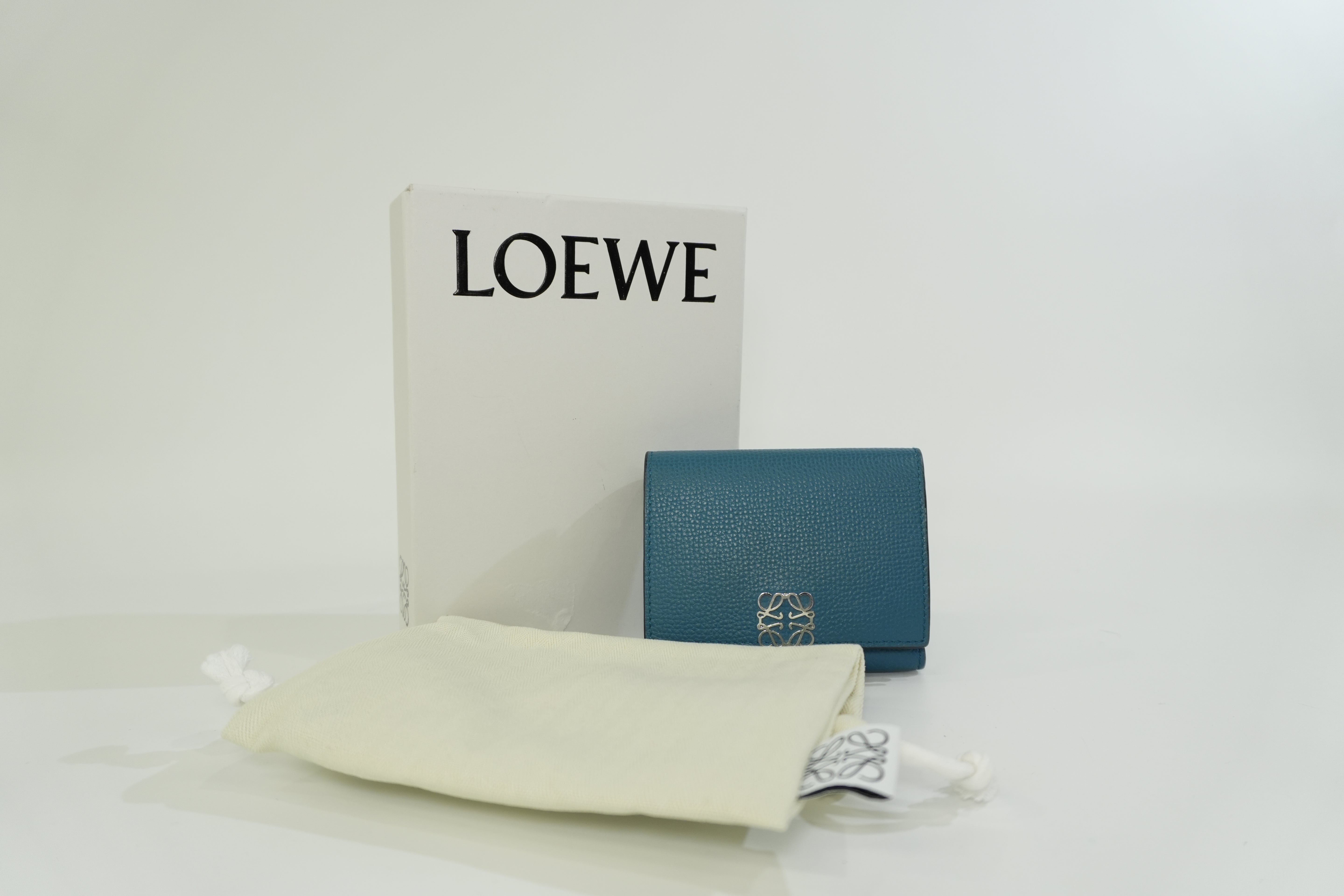 Pre-owned Loewe Trifold Wallet Blue Used