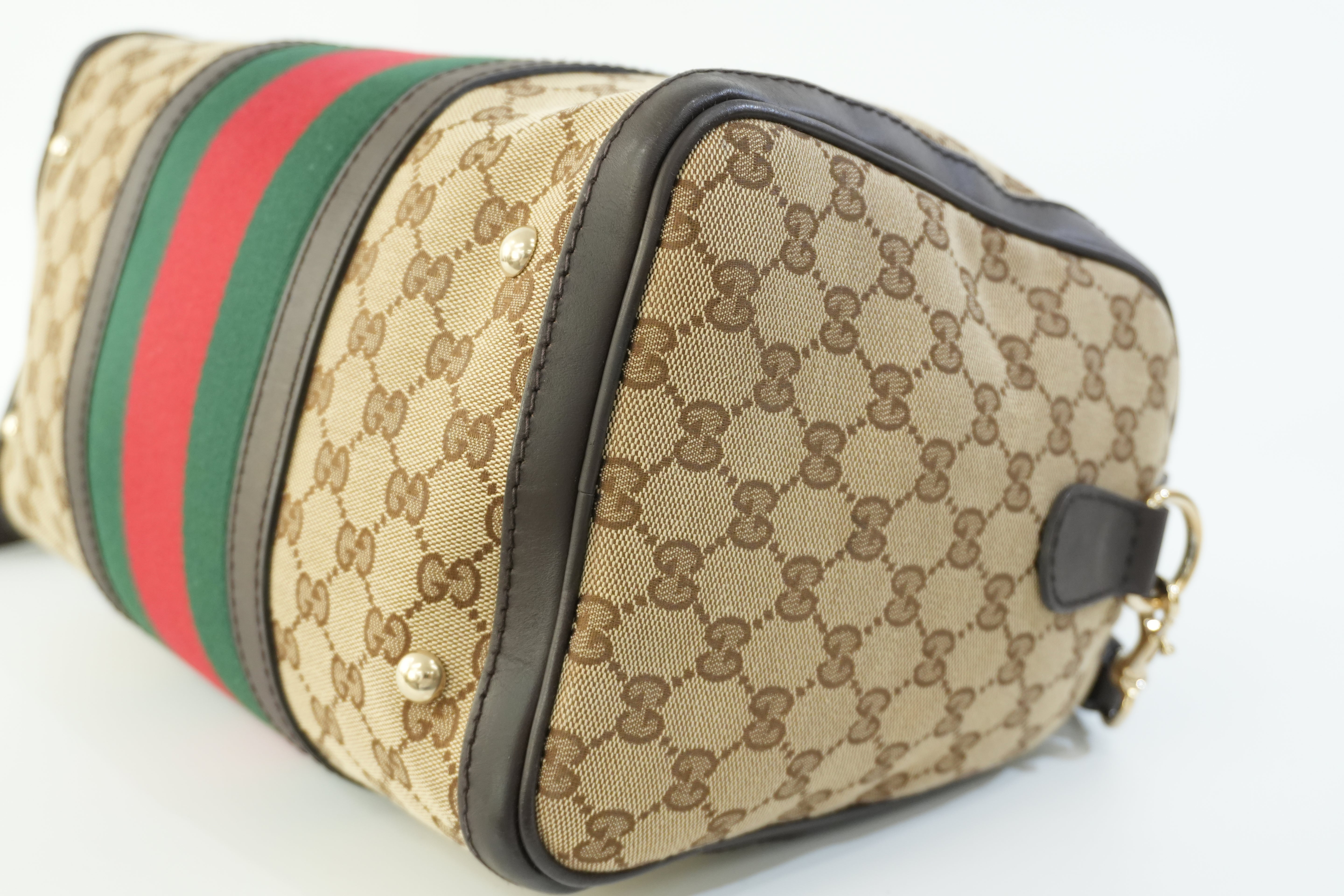 Pre-owned Gucci Fabric Canvas Two Way Sheryline Boston Shoulder Bag Used
