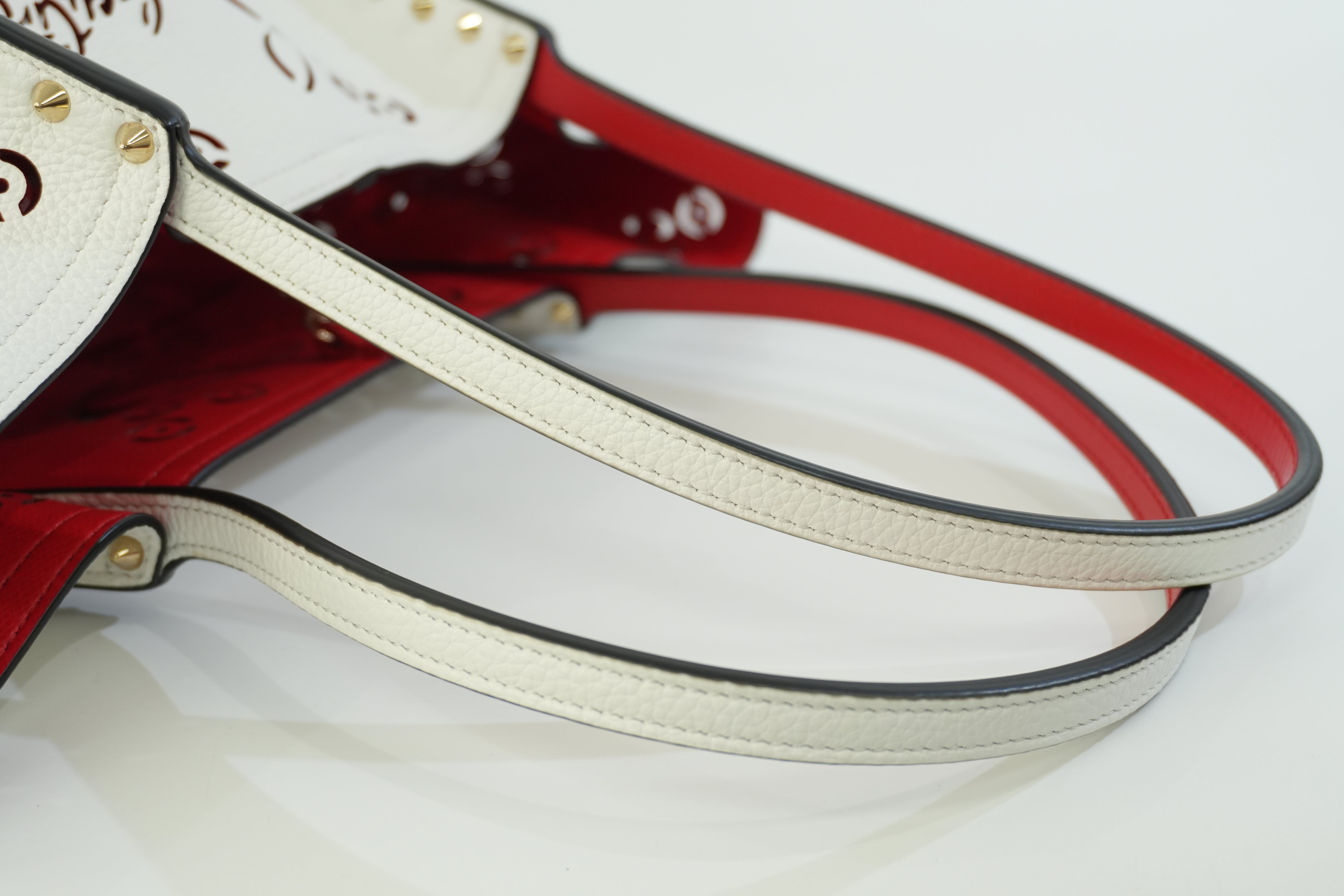 Pre-owned Christian Louboutin Leather Perforated Tote Bag White Used