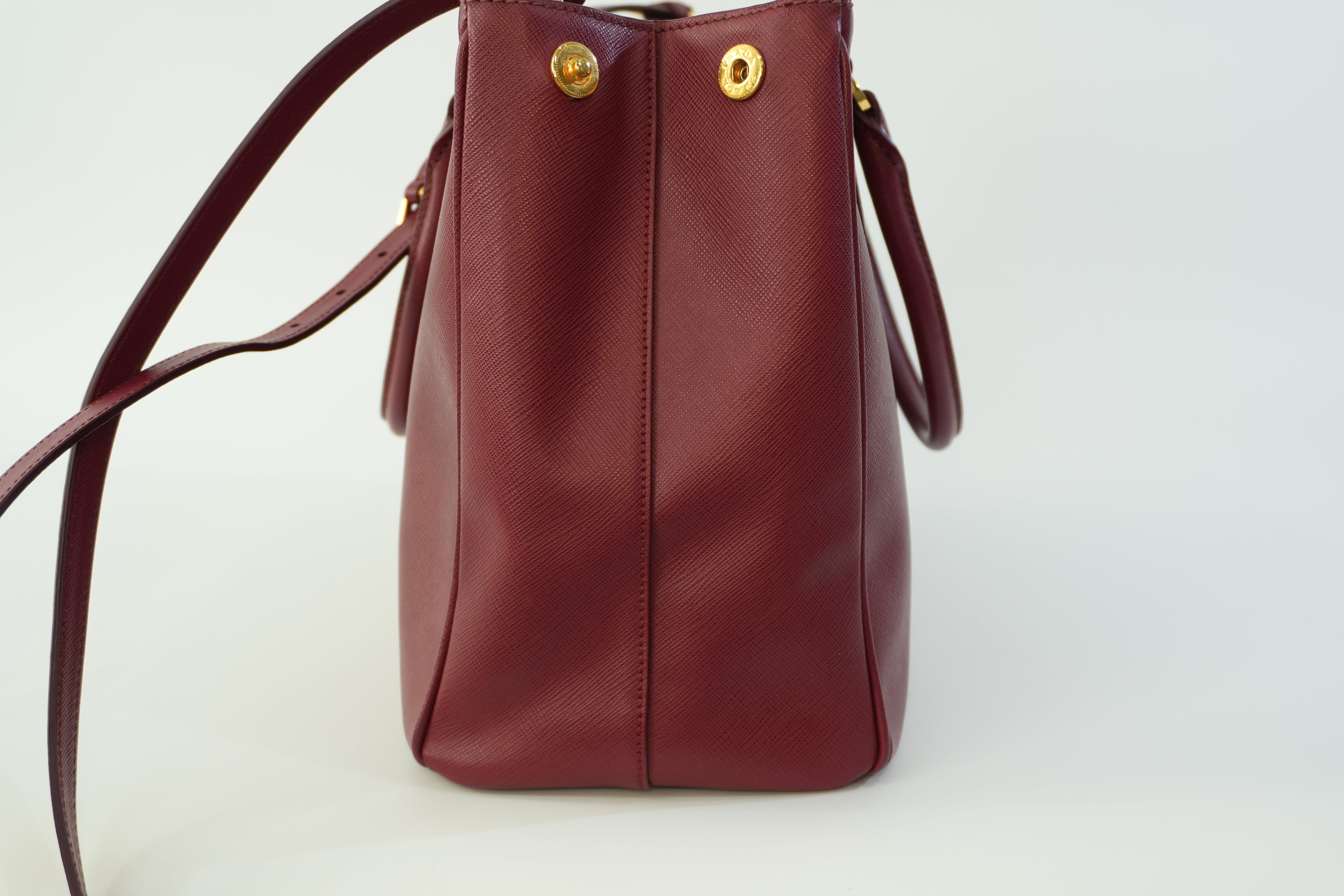 Pre-owned Prada Leather Two Way Shoulder Bag Burgundy Used