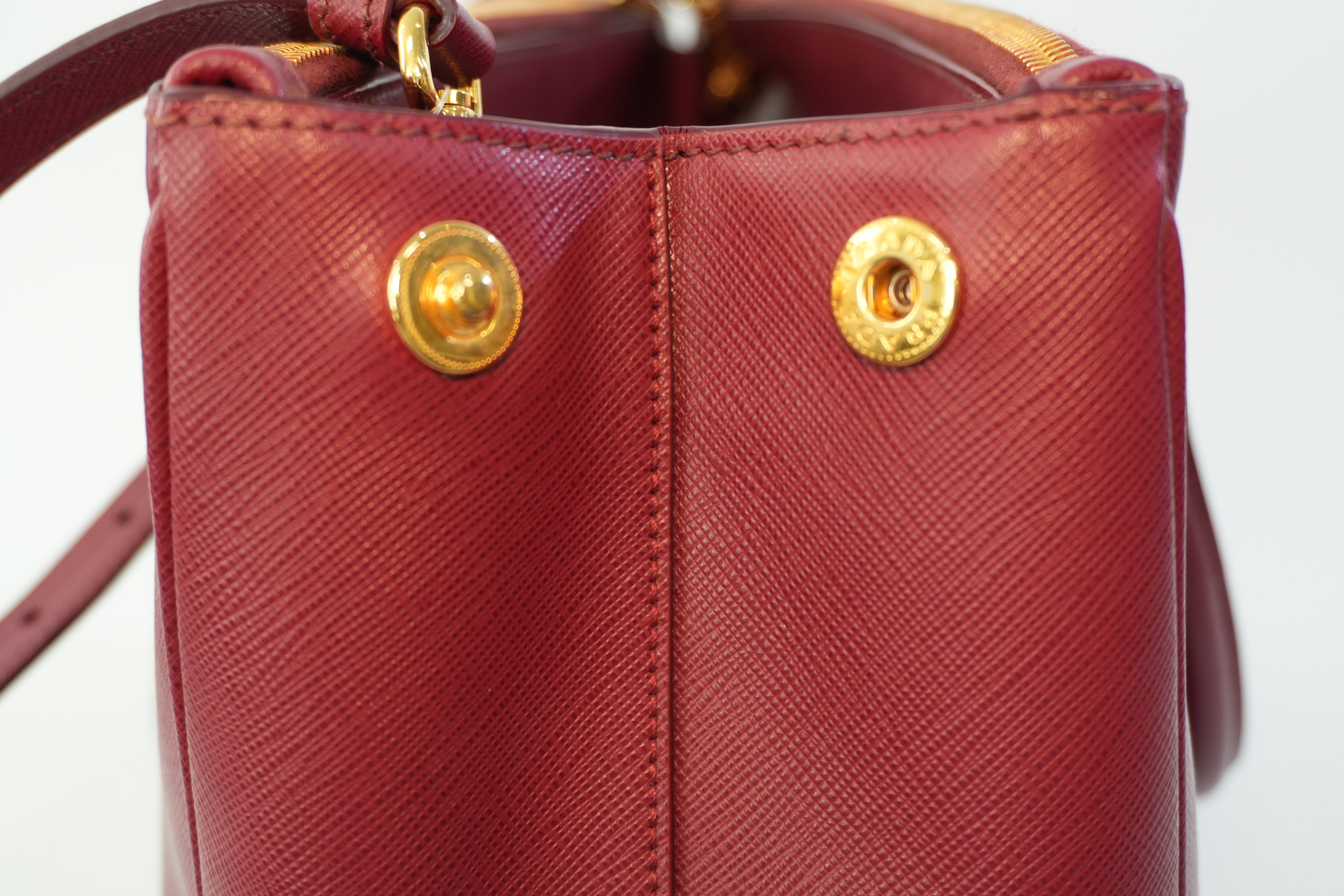 Pre-owned Prada Leather Two Way Shoulder Bag Burgundy Used