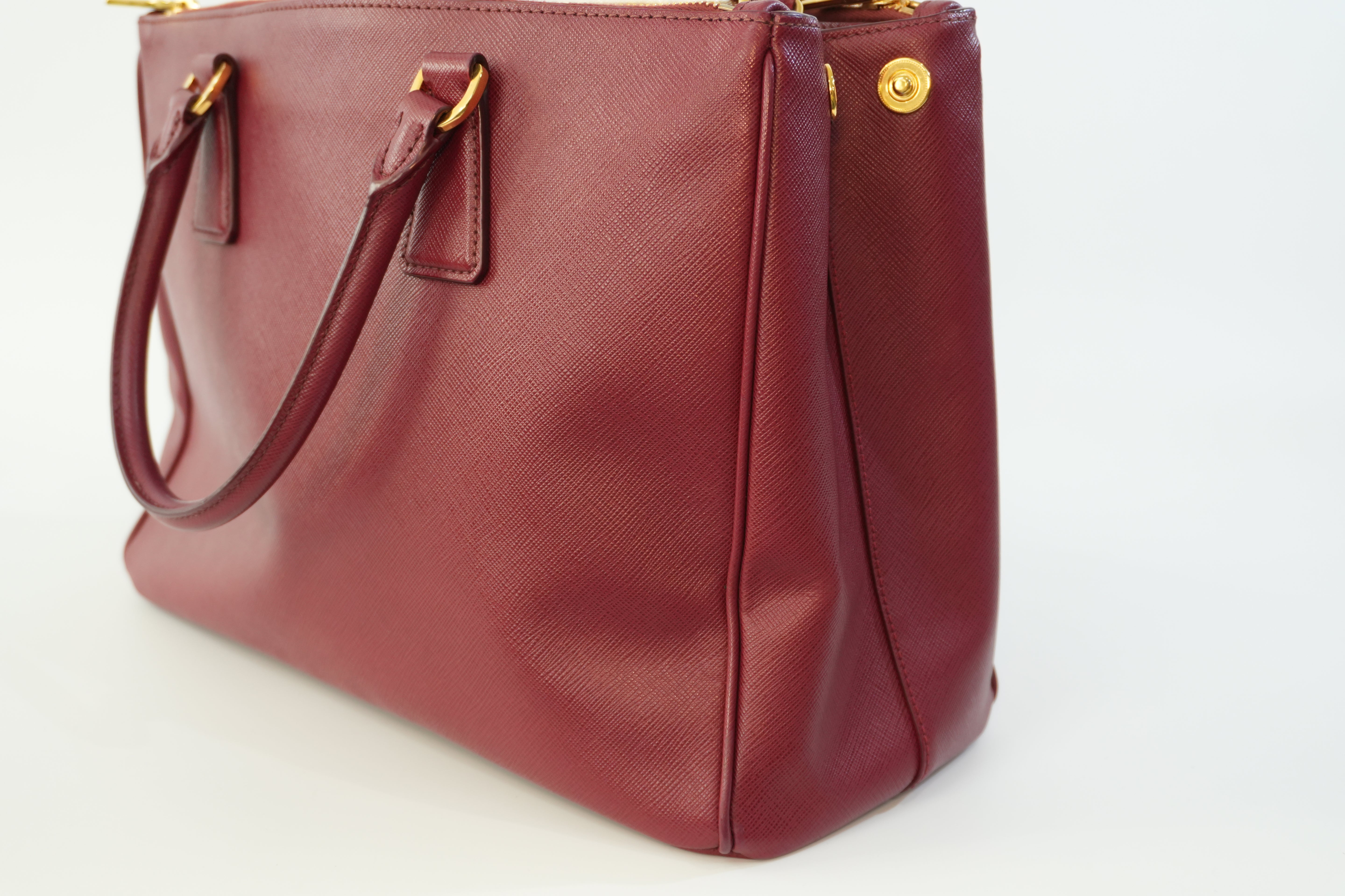 Pre-owned Prada Leather Two Way Shoulder Bag Burgundy Used