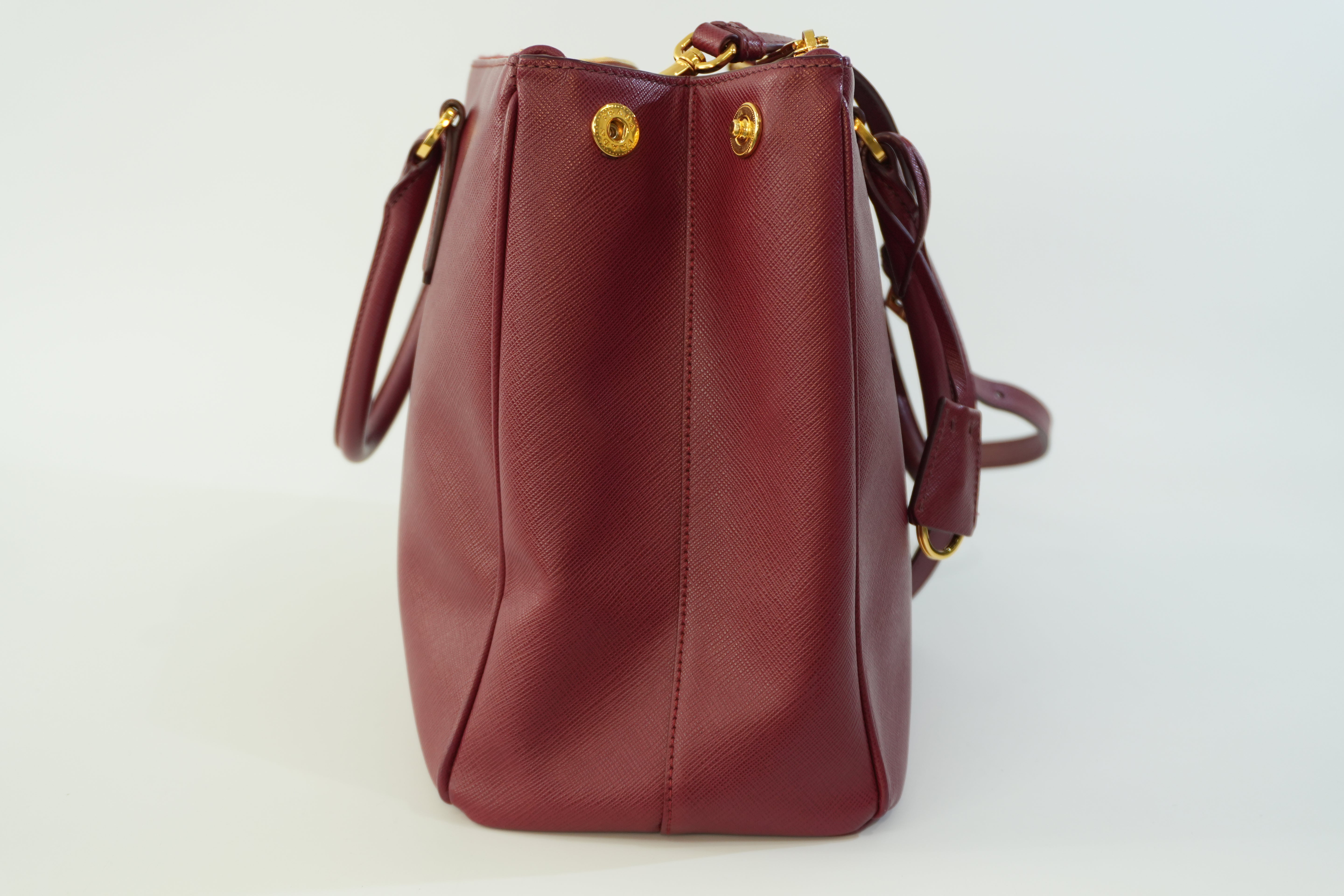 Pre-owned Prada Leather Two Way Shoulder Bag Burgundy Used