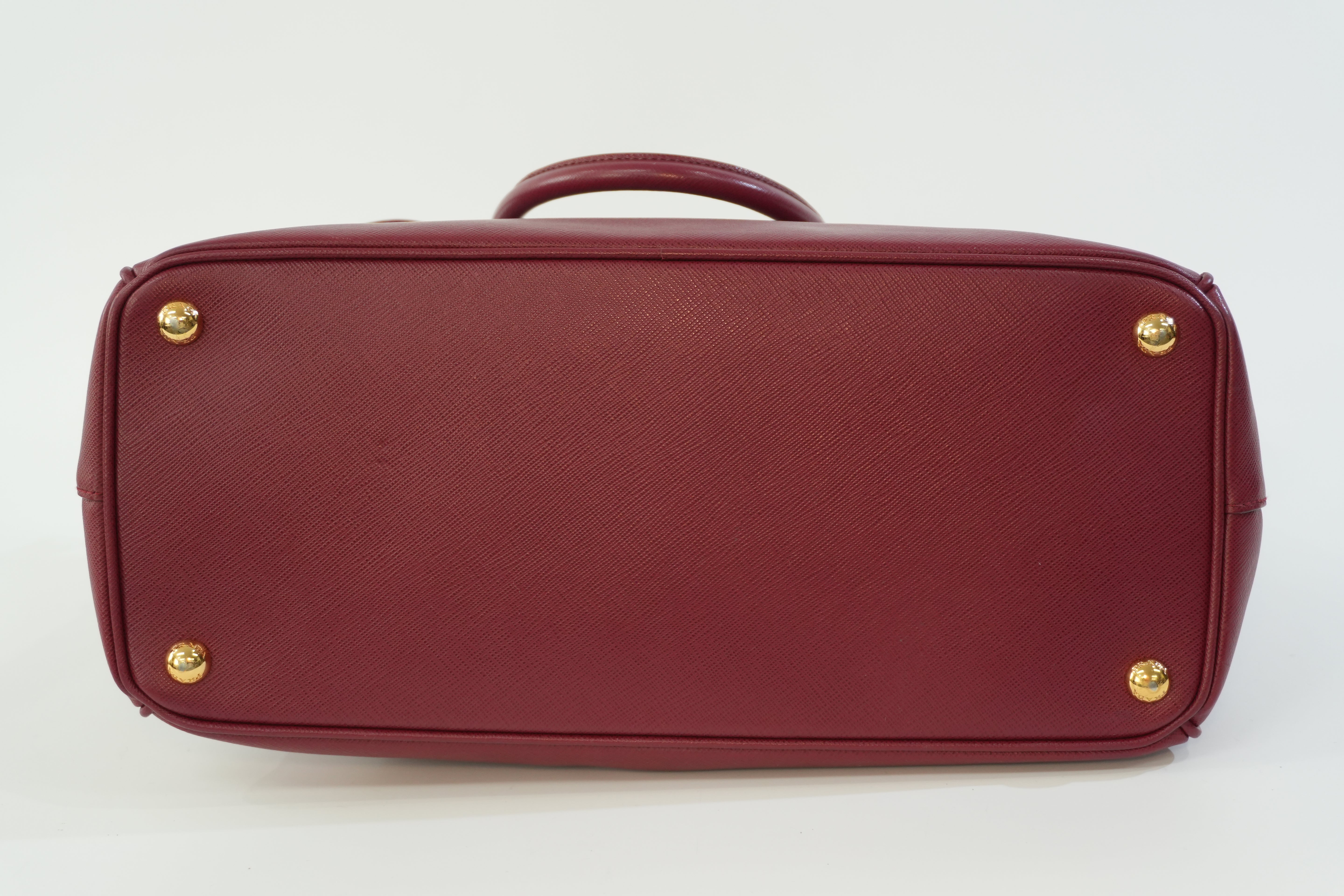 Pre-owned Prada Leather Two Way Shoulder Bag Burgundy Used