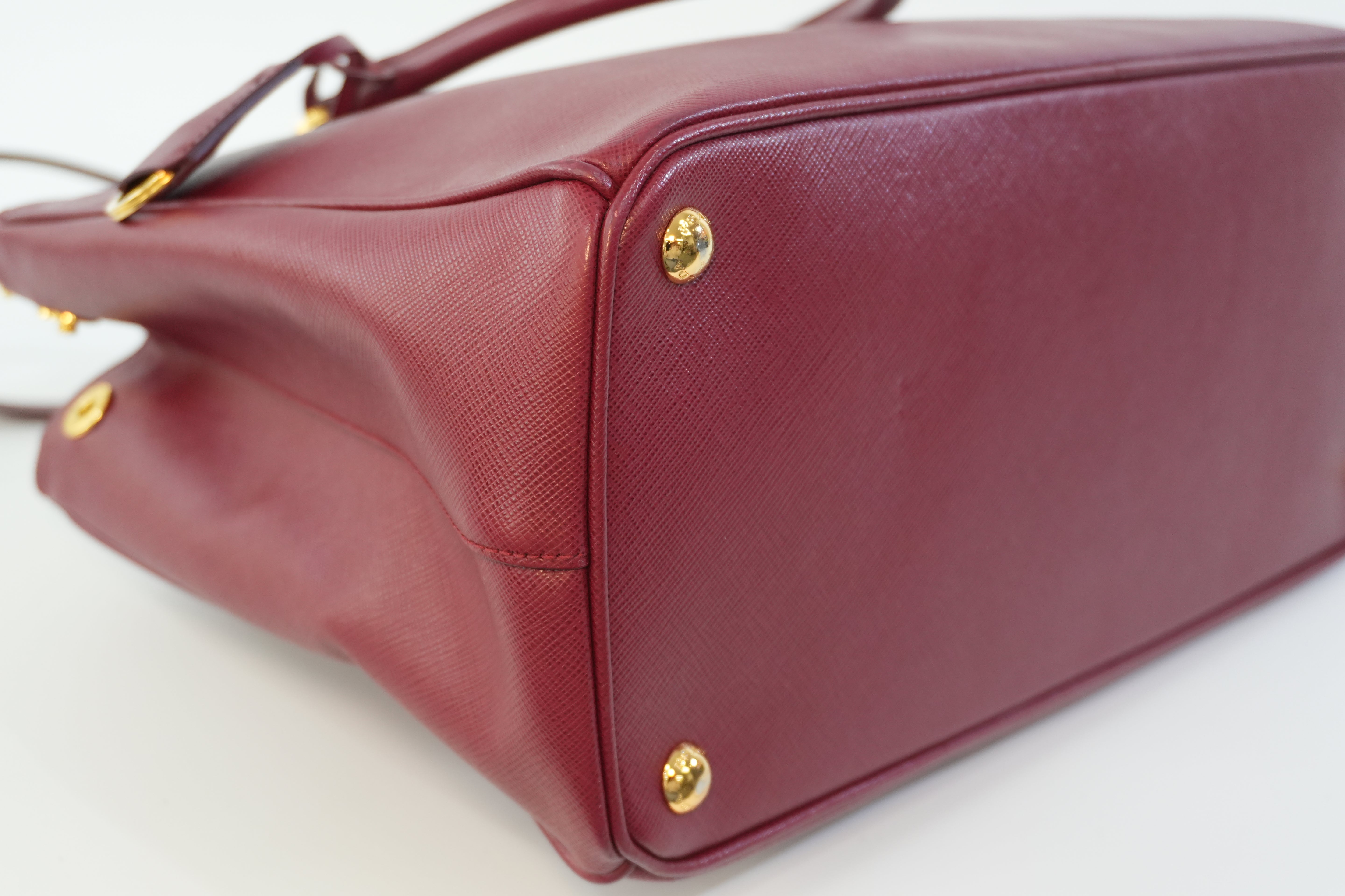 Pre-owned Prada Leather Two Way Shoulder Bag Burgundy Used