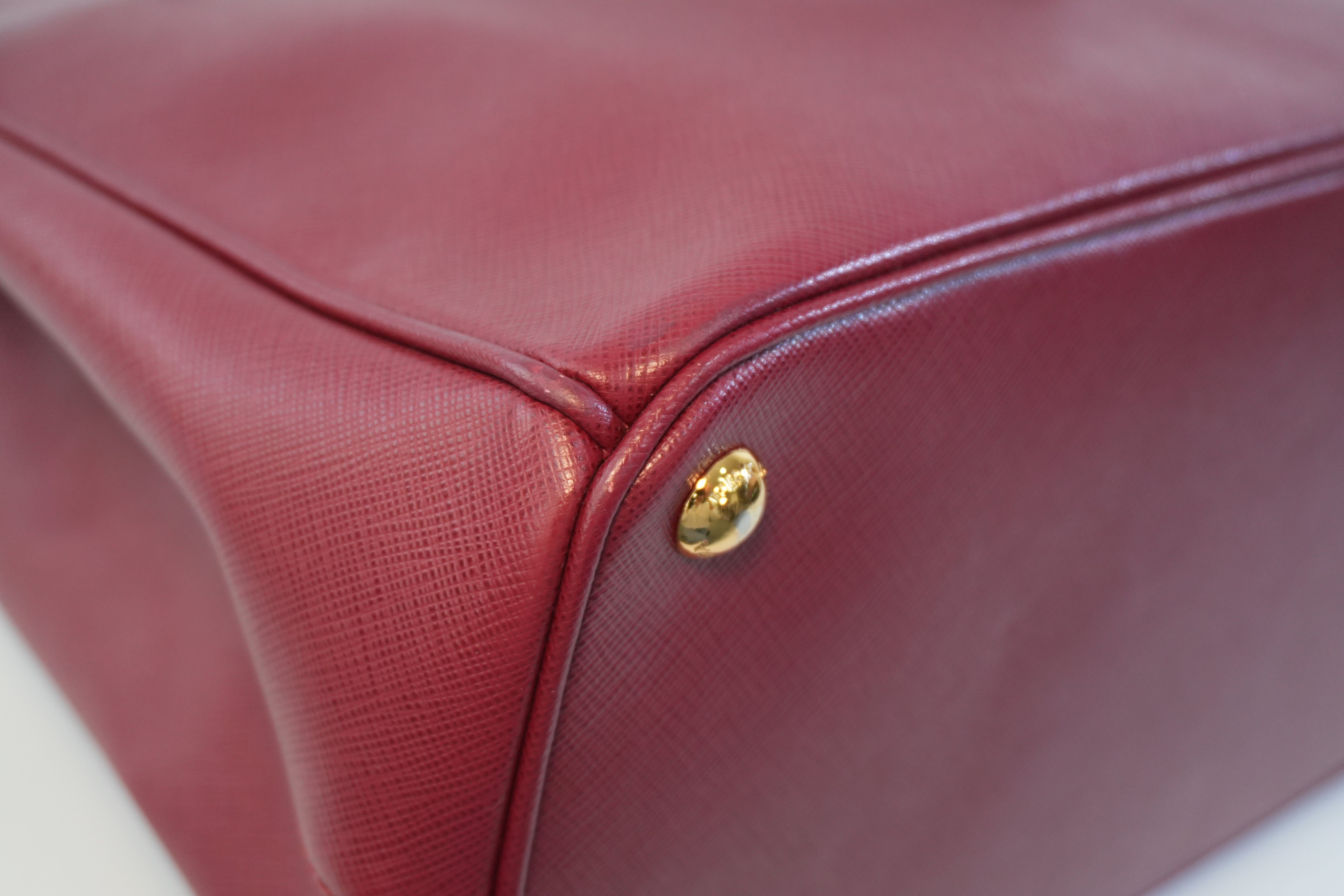 Pre-owned Prada Leather Two Way Shoulder Bag Burgundy Used
