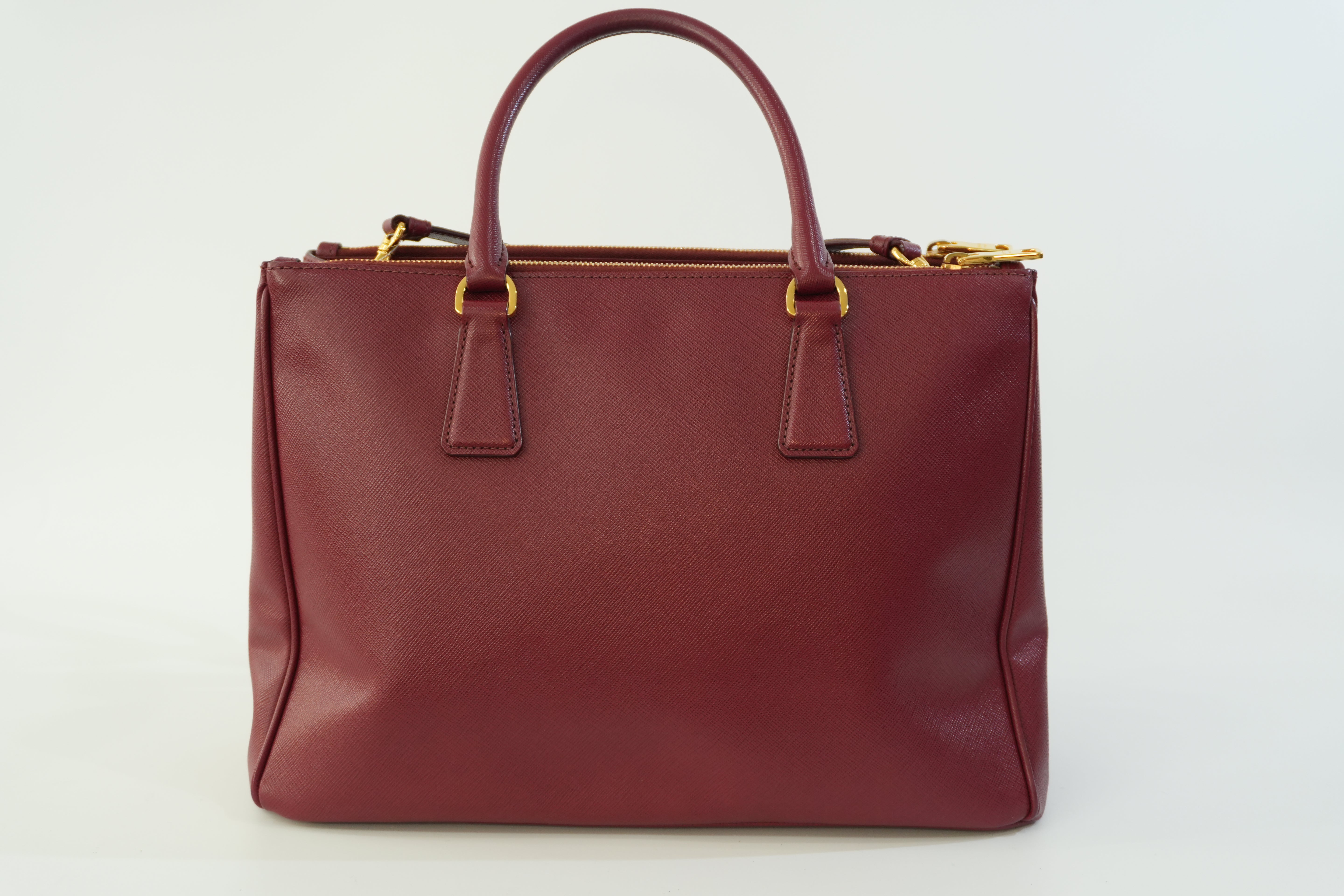 Pre-owned Prada Leather Two Way Shoulder Bag Burgundy Used