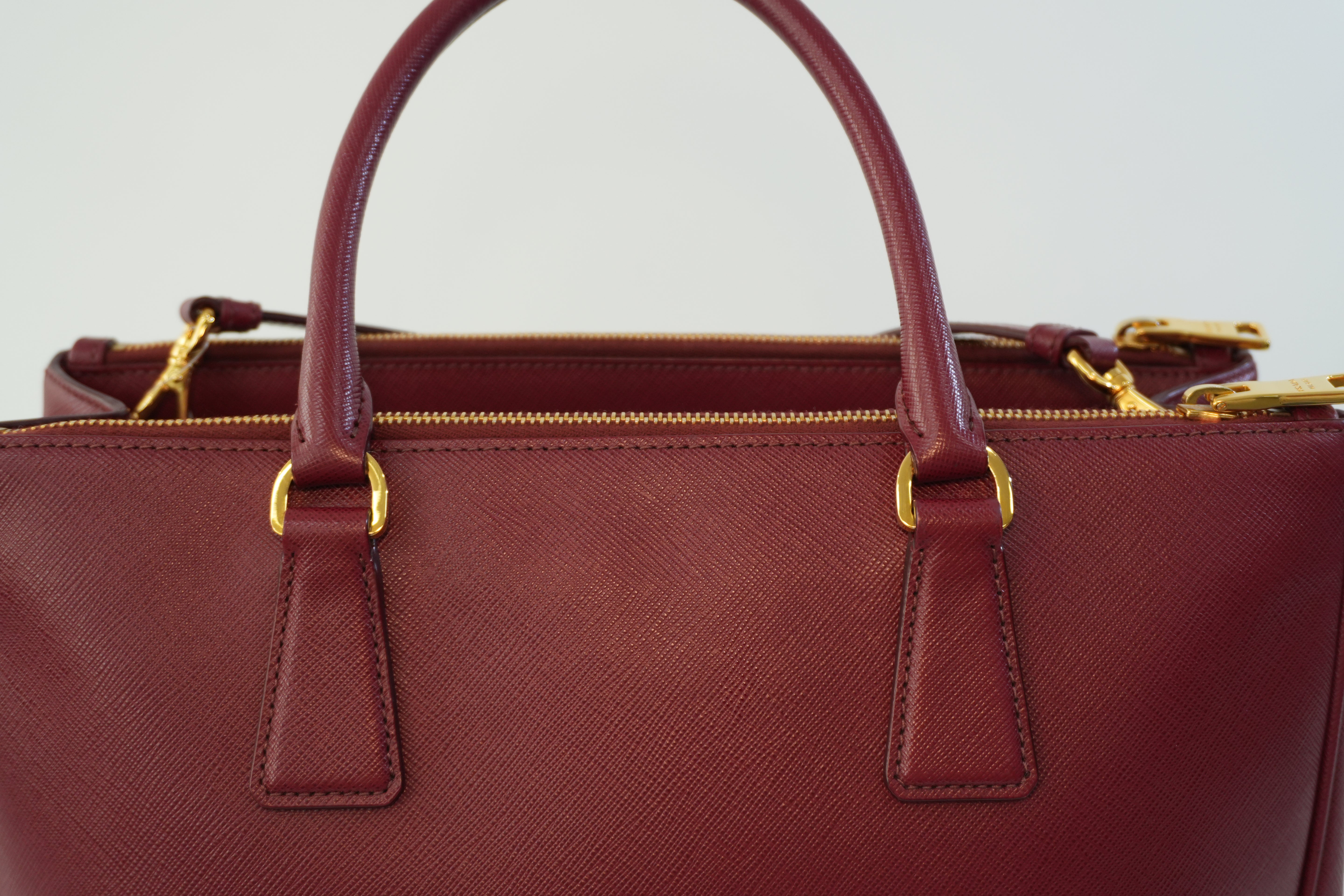 Pre-owned Prada Leather Two Way Shoulder Bag Burgundy Used