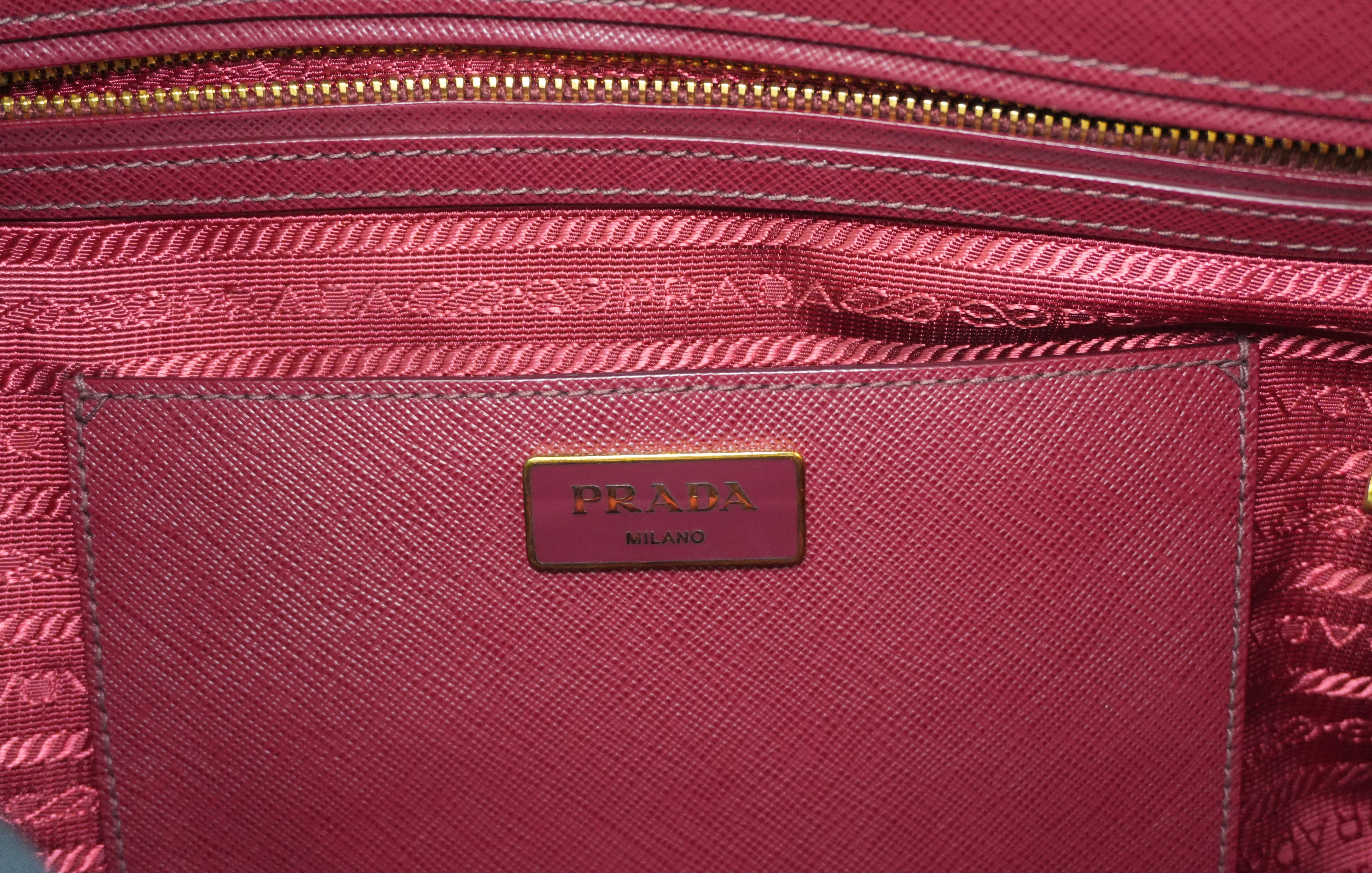 Pre-owned Prada Leather Two Way Shoulder Bag Burgundy Used