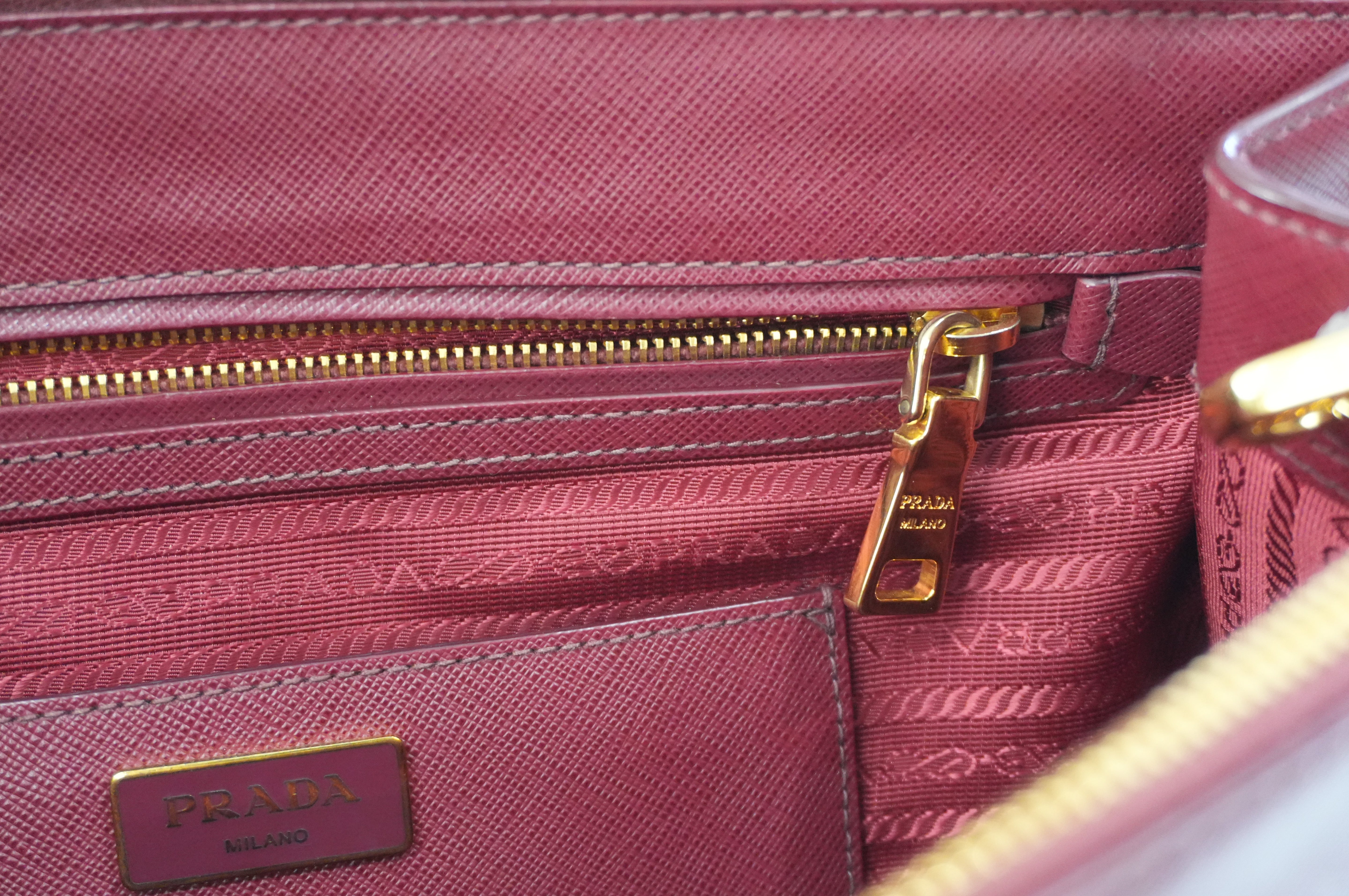 Pre-owned Prada Leather Two Way Shoulder Bag Burgundy Used
