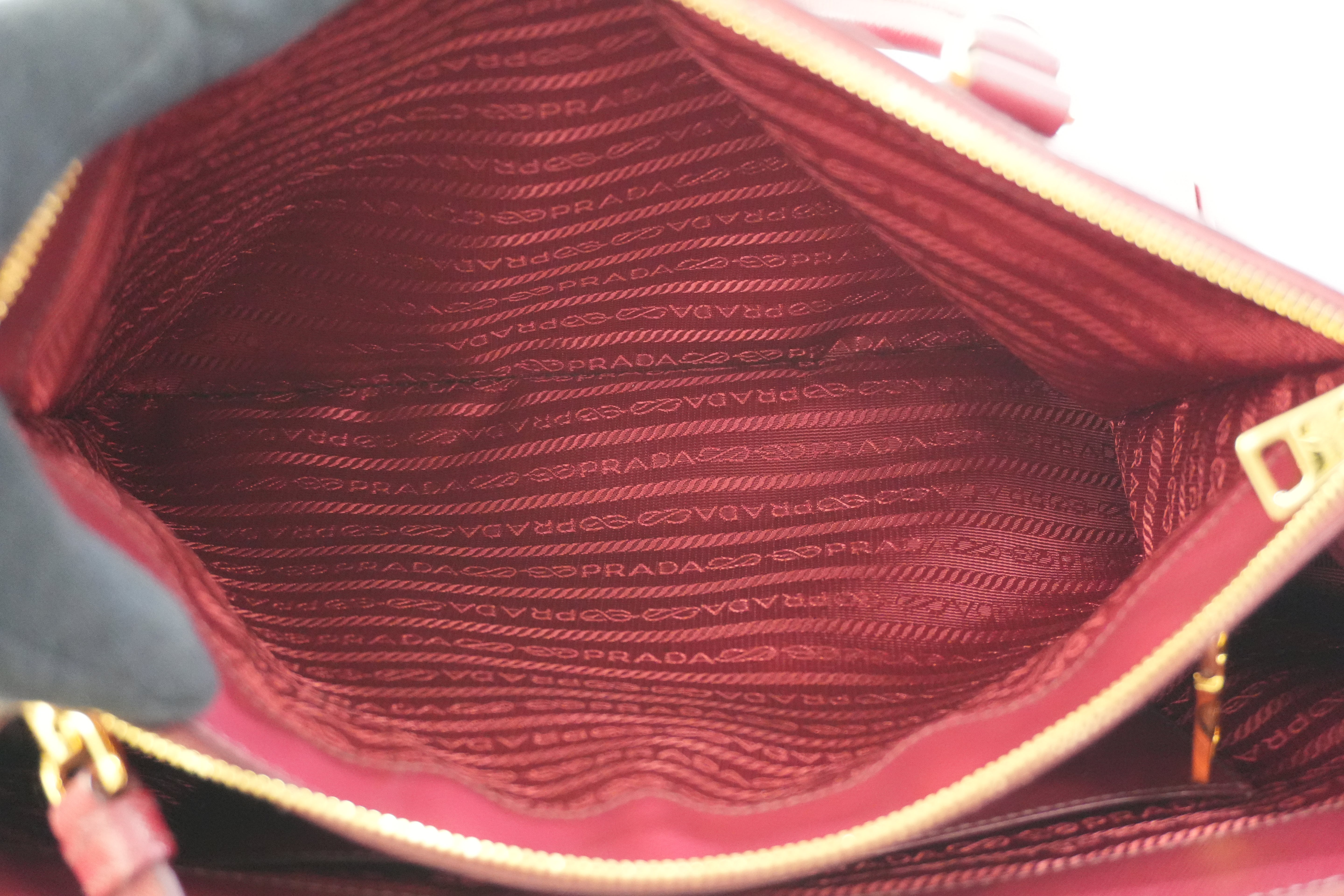 Pre-owned Prada Leather Two Way Shoulder Bag Burgundy Used