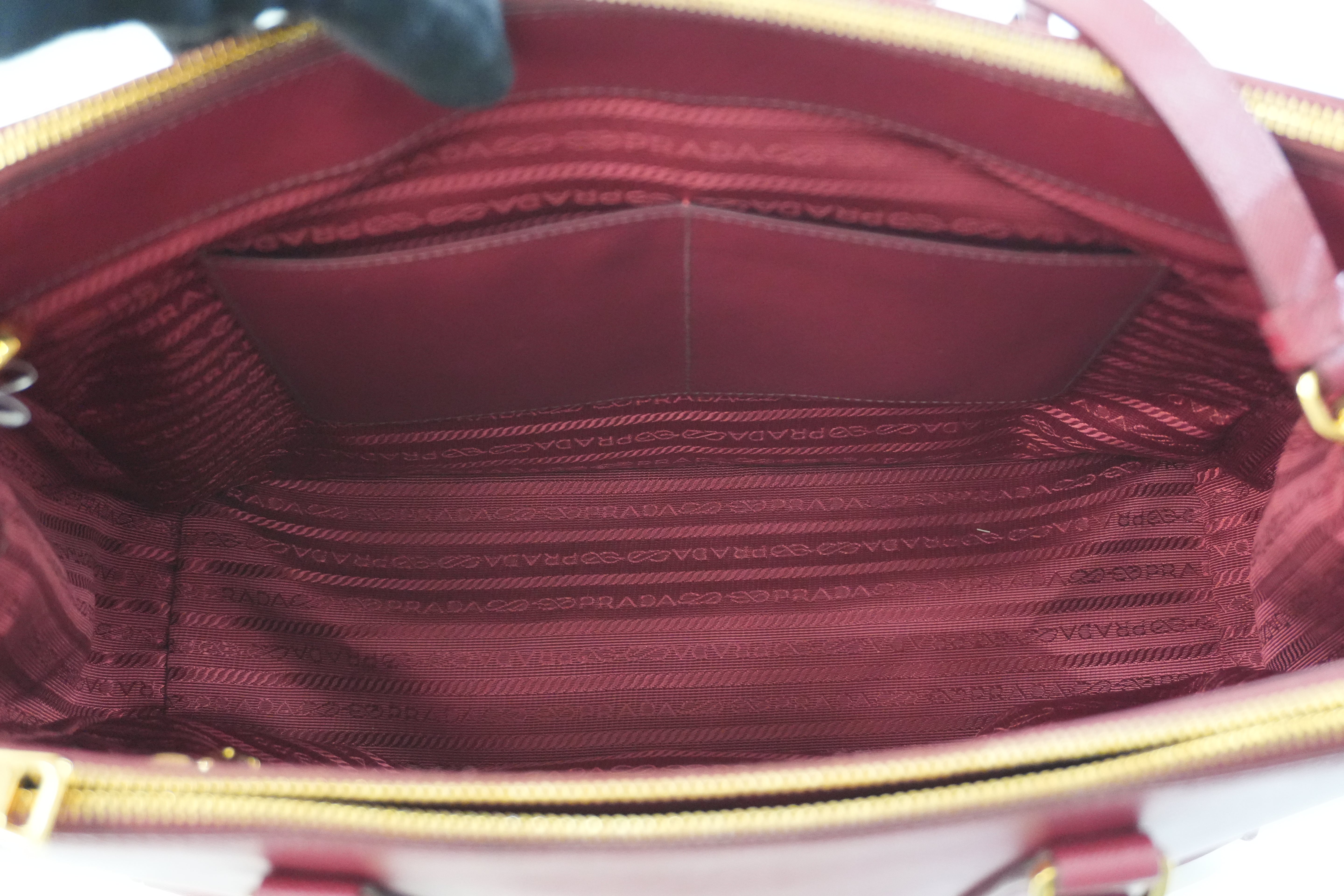 Pre-owned Prada Leather Two Way Shoulder Bag Burgundy Used